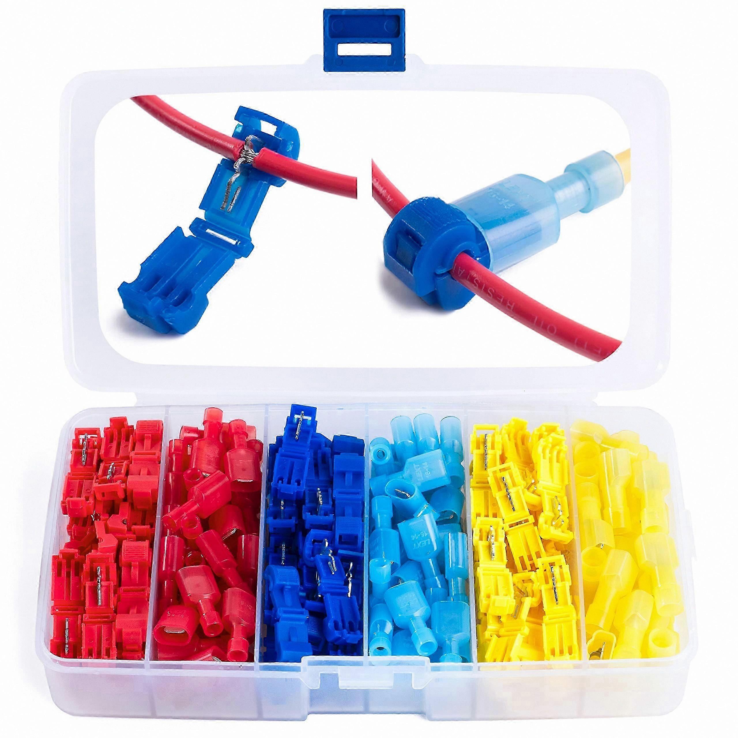 Quick Splice Wire Connectors Kit - 120 PCS T-Tap Terminals for 22-10 AWG - Electrical Disconnect and Spade Terminals Set