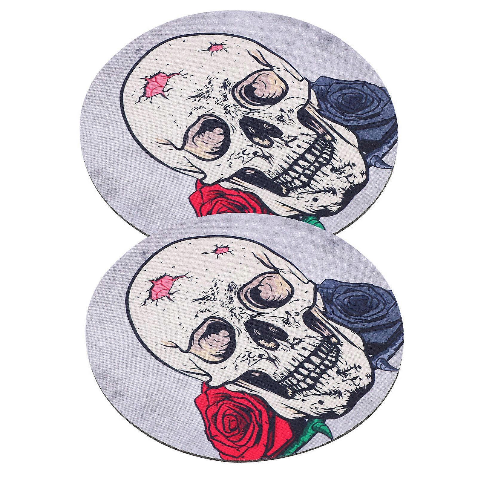 Nonslip Round Mouse Pad Skulls Design for Desktop Use 6Pcs