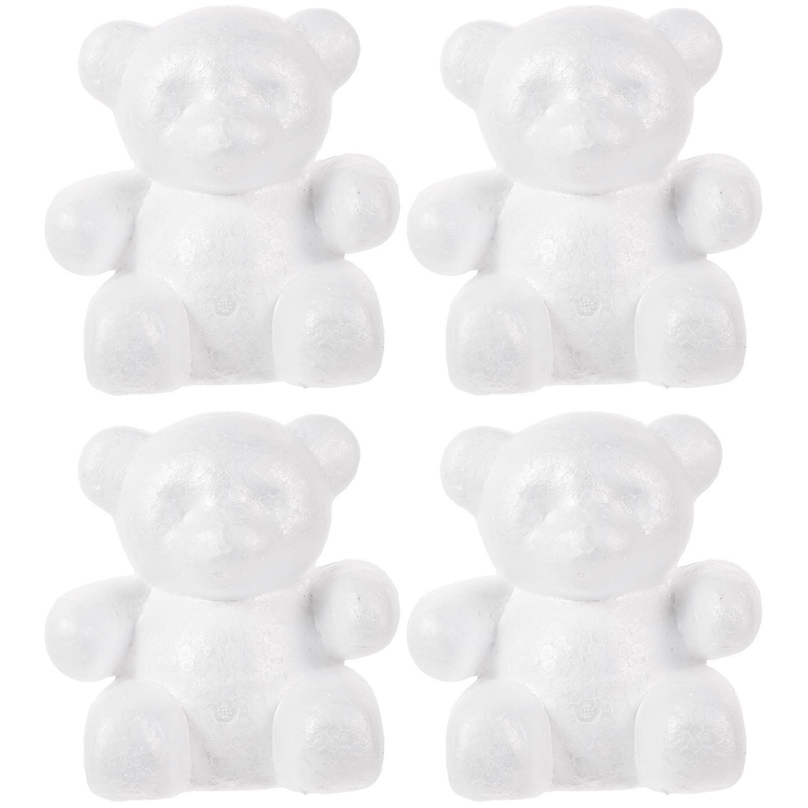 Bear Shape 4Pcs Foam Sculptures For DIY Crafts Decoration In White Color Measuring 15Cm Height And 10Cm Base Width
