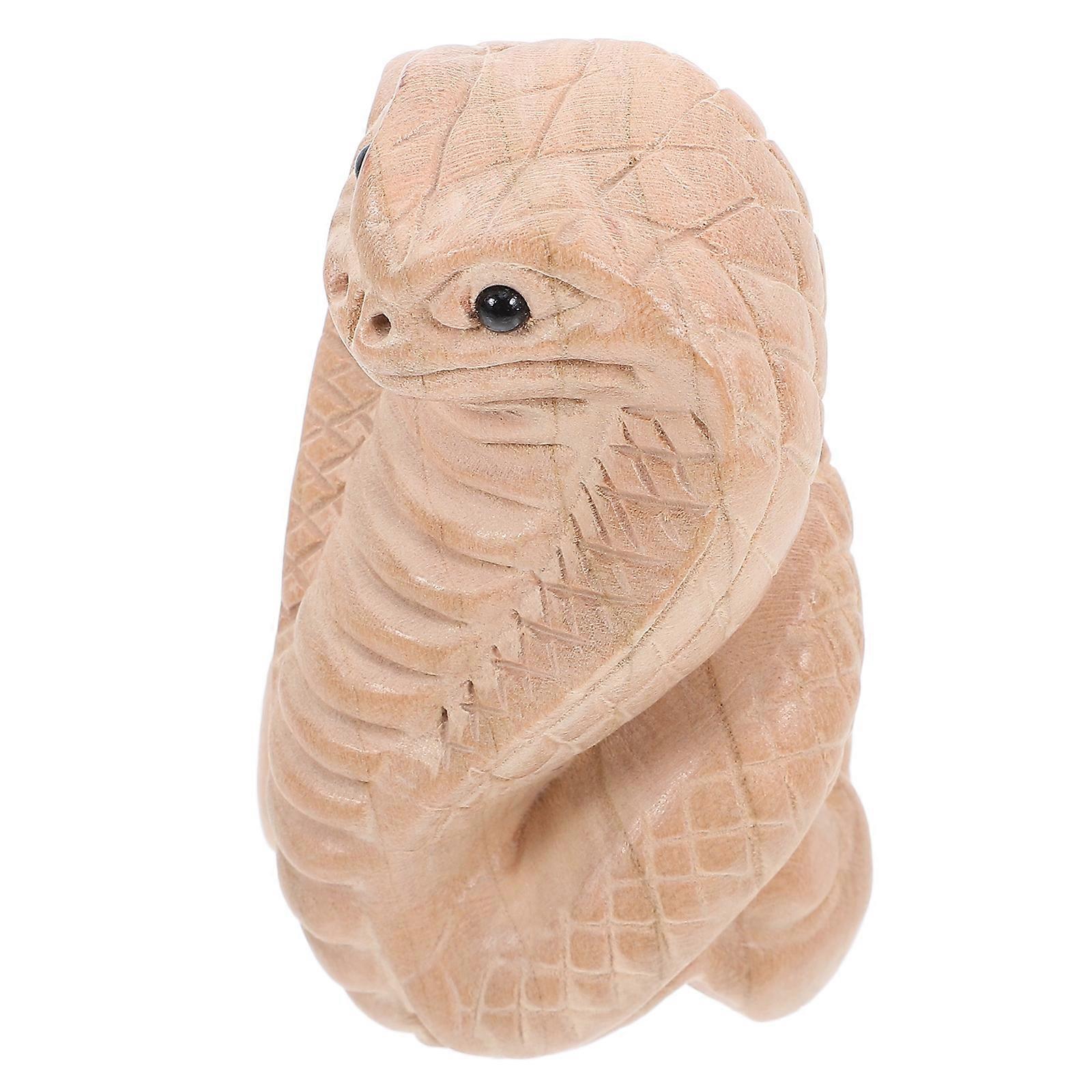 3Pcs Wooden Snake Statues for Decoration Realistic Khaki Snake Figurines
