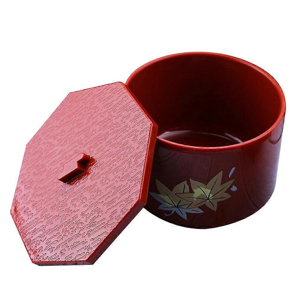 Octagonal Soup Bowl for Storage Japanese Style 1Set with Cover Red
