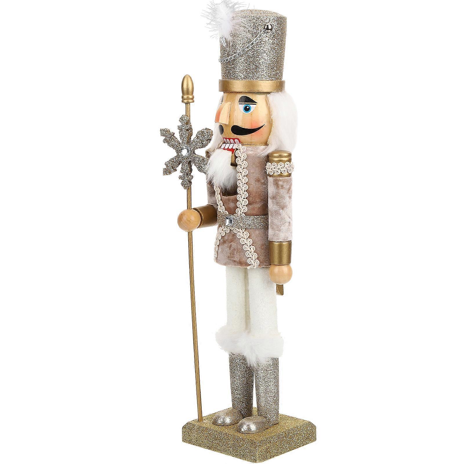 Wooden Nutcrackers Craft Christmas Nutcracker Decor for Decor 2Pcs