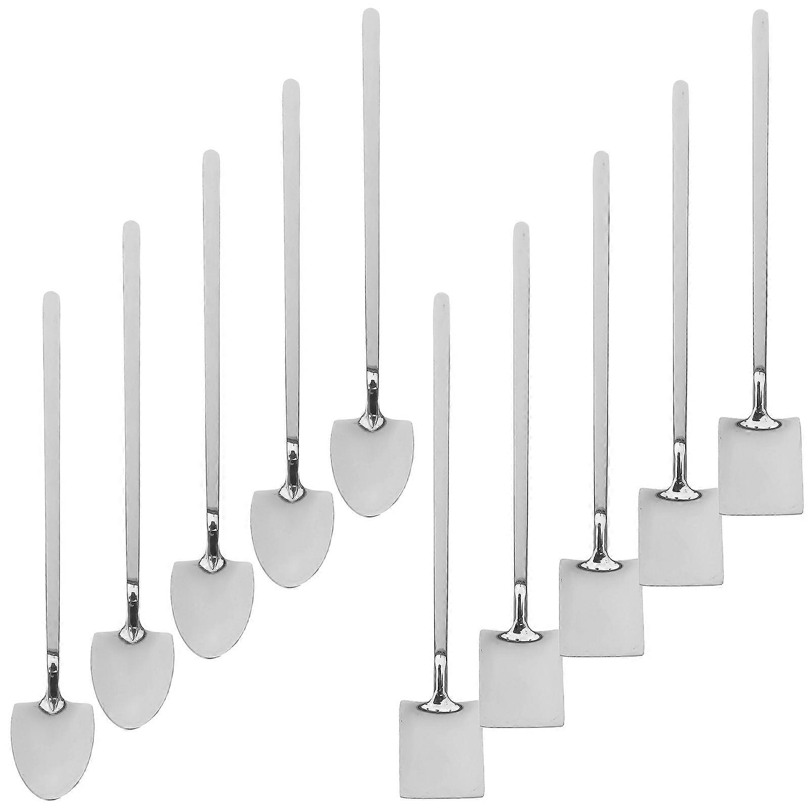 10Pcs Silver Stainless Steel Shaped Spoons For Dining Table And Kitchen Fruit Scooping Creative Design