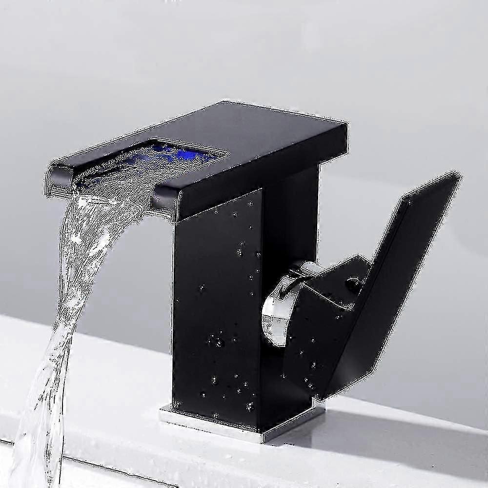 Waterfall Led Bathroom Faucet, Black