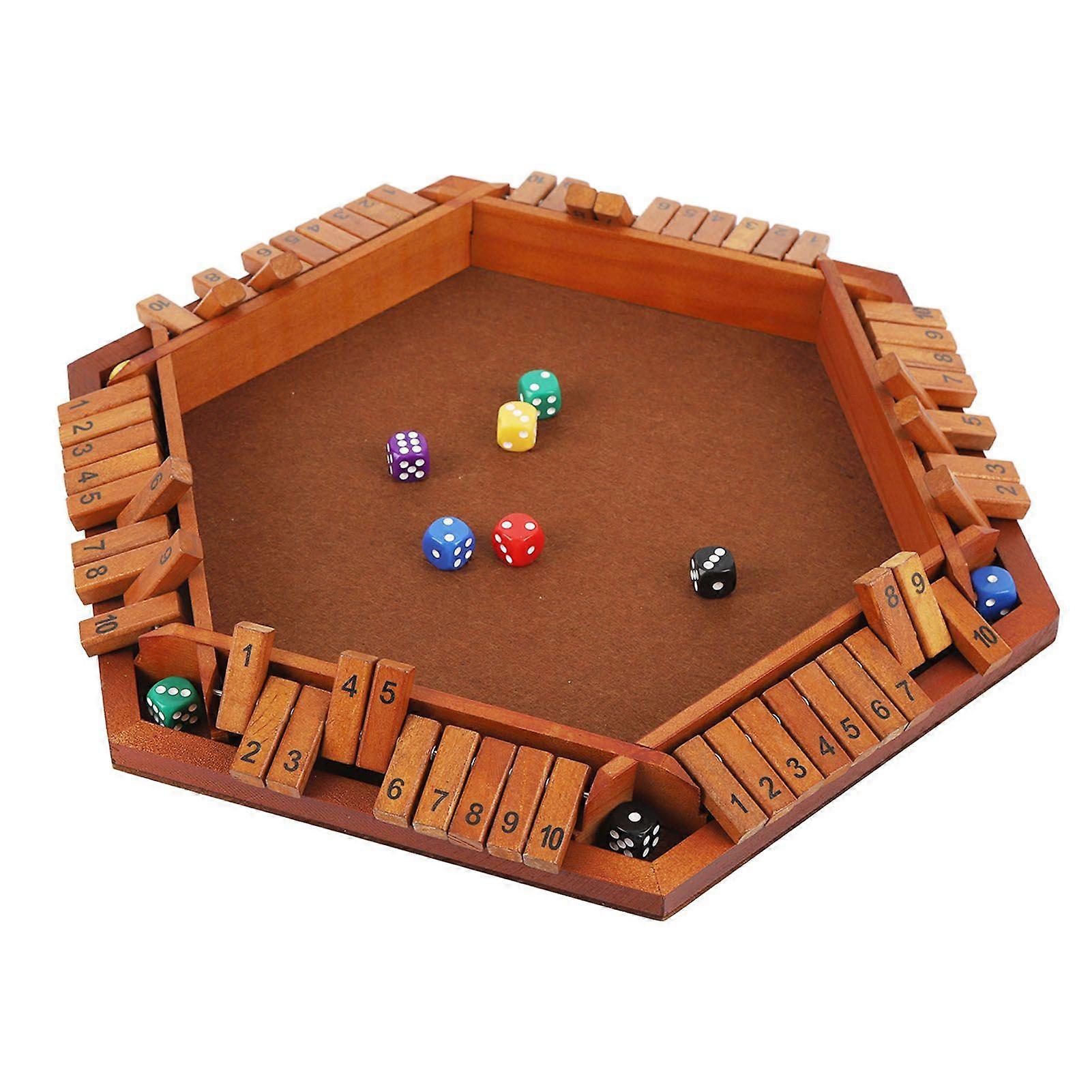 Wooden Board Game Math Box Dice Game Players Shut Family Table Board Dice Game for 16 Players