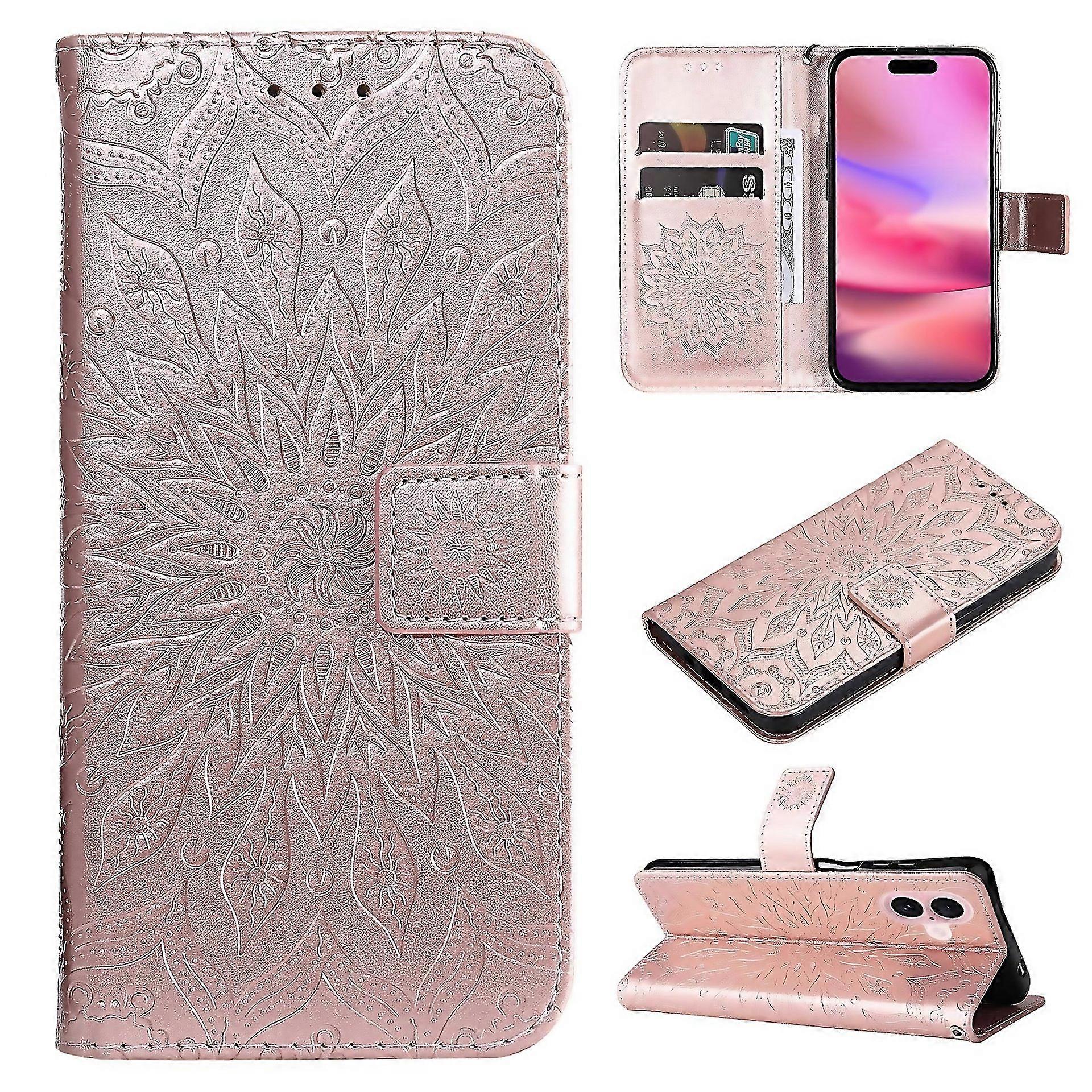 For Embossed Sunflower Pattern Flip Leather Phone Easy To Clean And Maintain