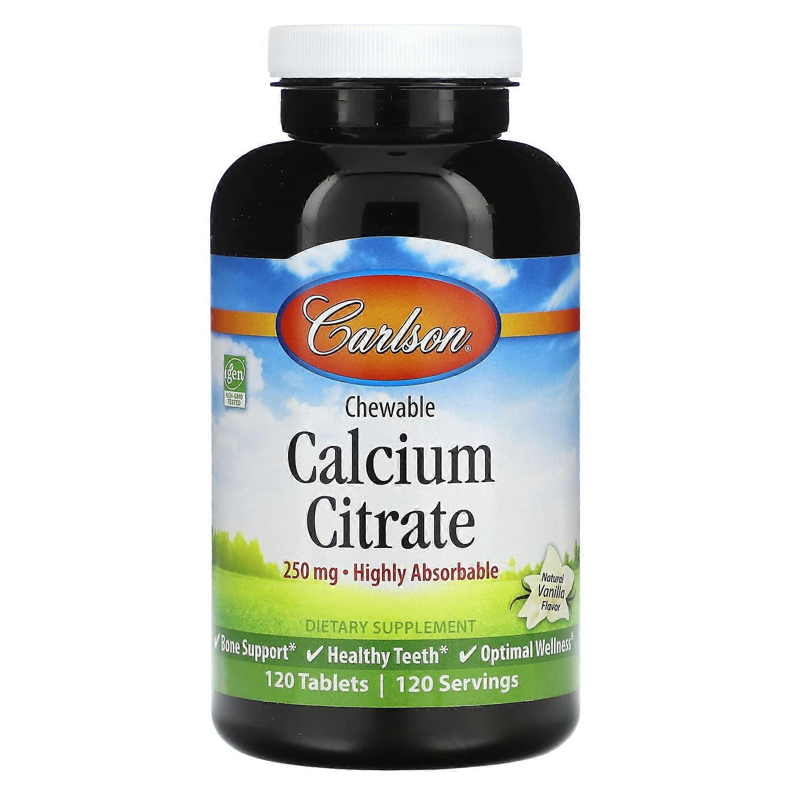 Chewable Calcium Citrate, Natural Vanilla, 250 mg, 120 Tablets