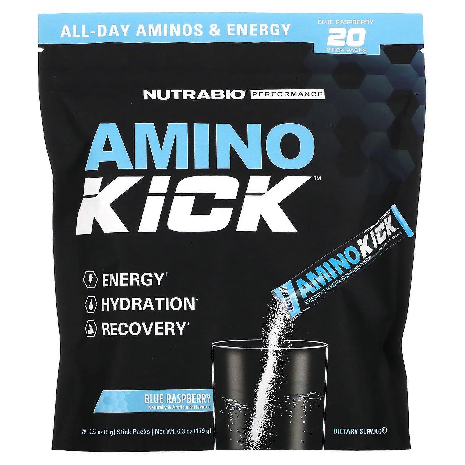 Amino Kick, Blue Raspberry, 20 Stick Packs, 0.32 oz (9 g) Each