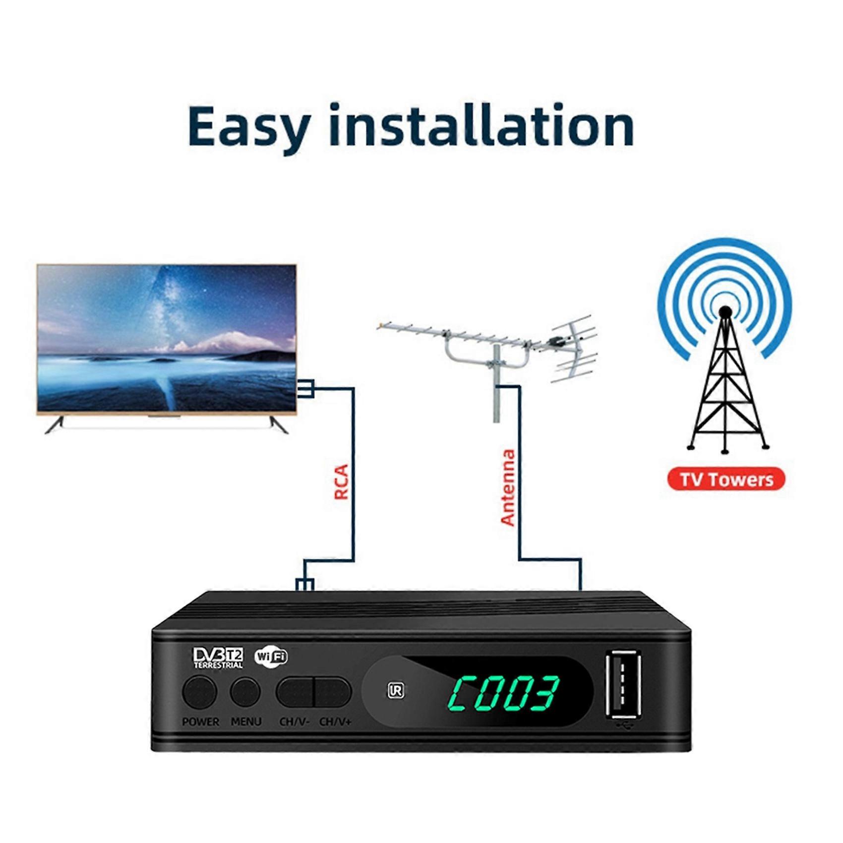 2X DVB-T2 TV Tuner Terrestrial Satellite TV Receiver Digital TV Decoder HEVC DVBT2 H.264 HD USB Set Top Box EU Plug