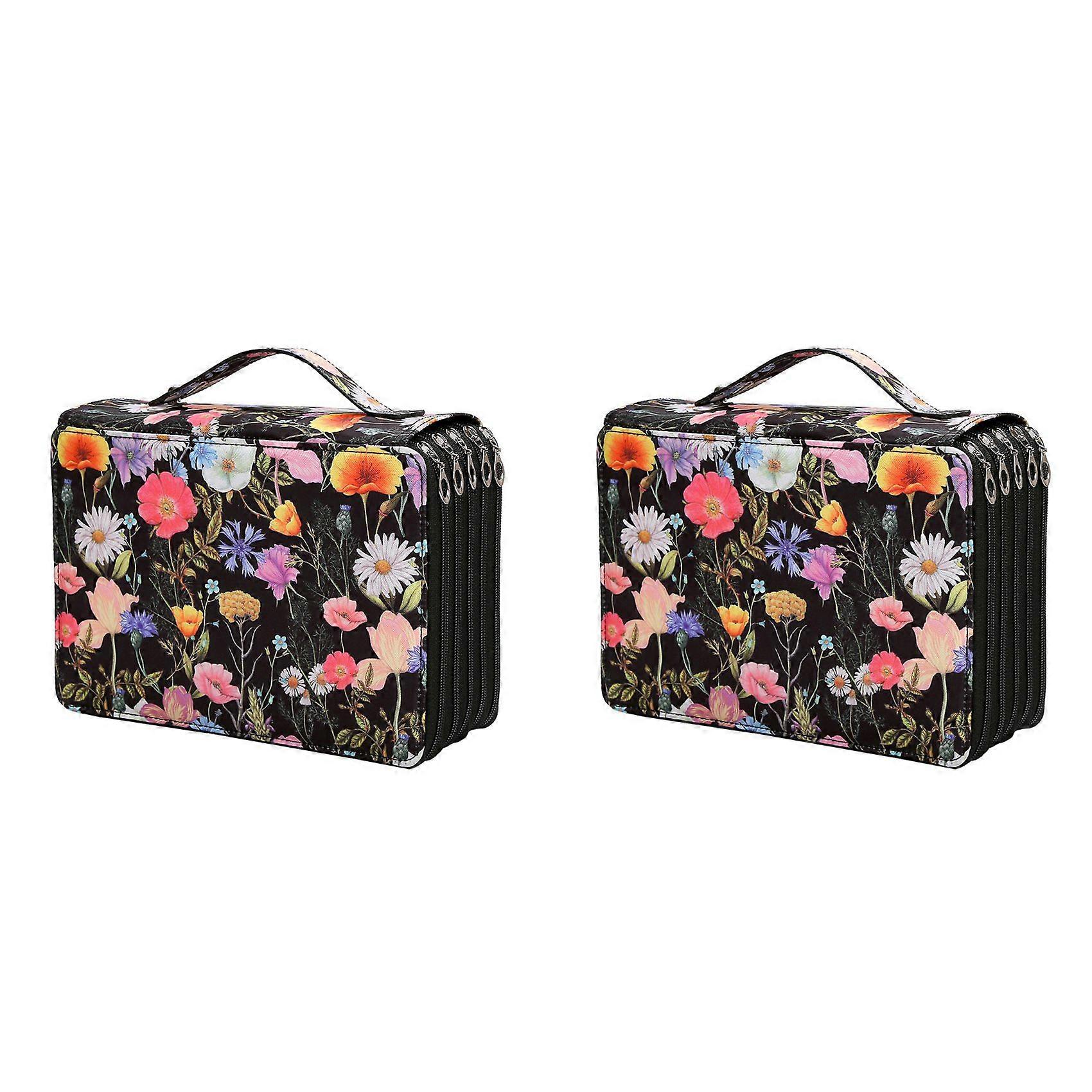 2X 250 Slots Colored Pencil Case Organizer with 5 Layer Zipper-Large Capacity Pens Storage Holder Bag C