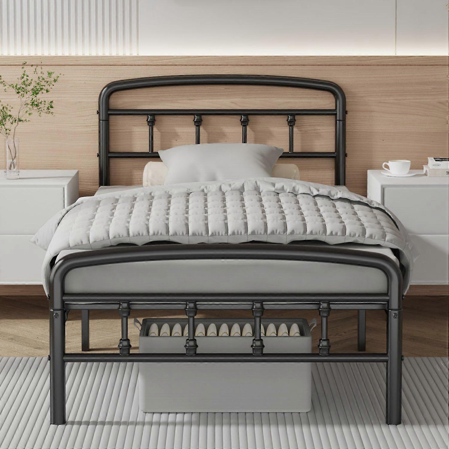 Metal Twin Bed Frames, Victorian Style Headboard and Footboard, No Squeak