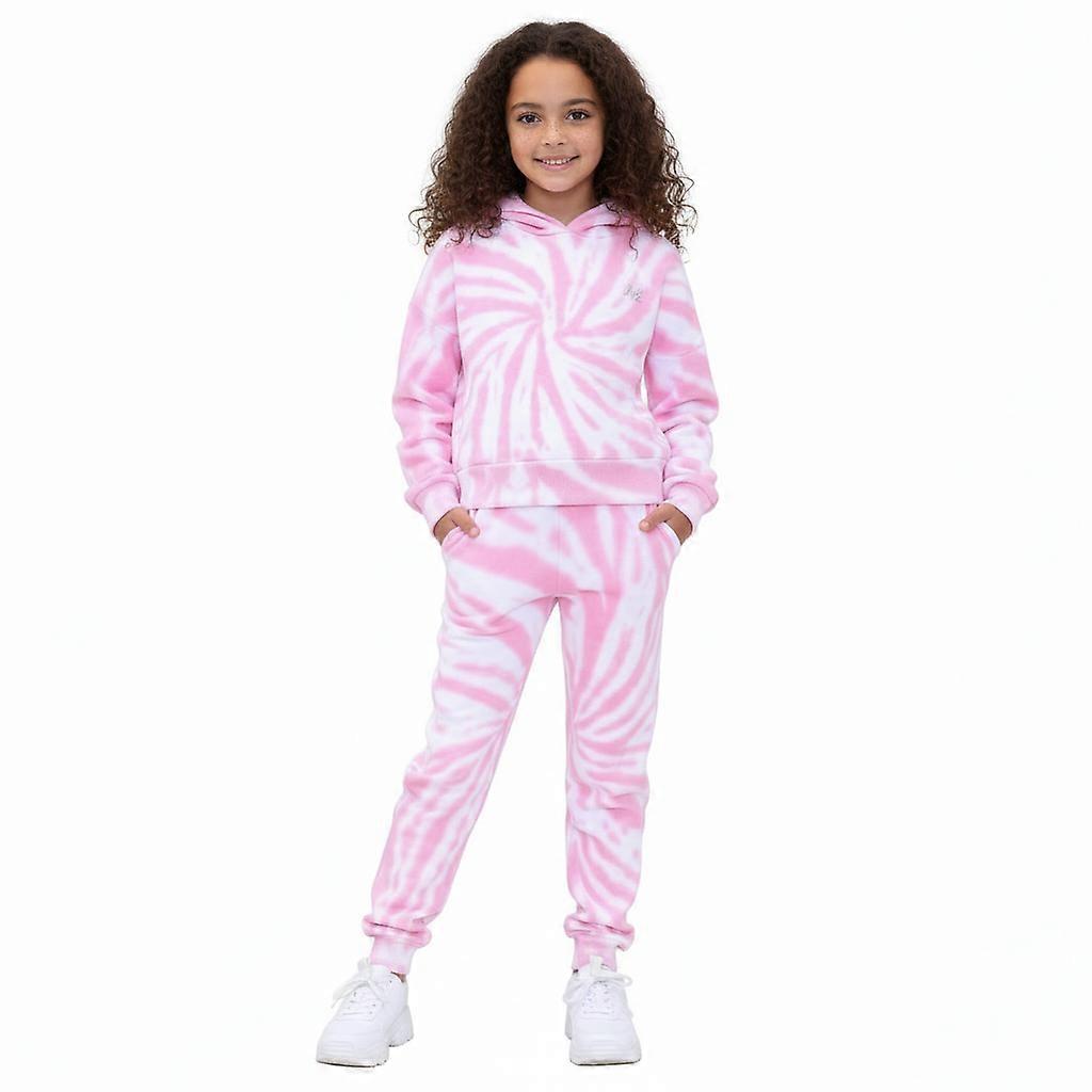 Girls Tie Dye Printed Cropped Hoodie & Bottom Tracksuit