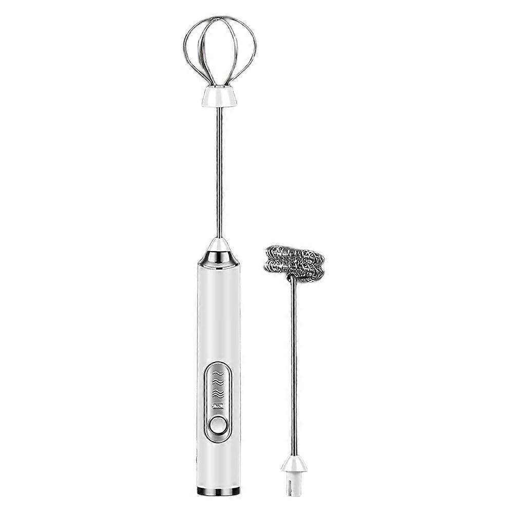 Electric Whisk Milk Frother Handheld Drink Mixer, 3 Speeds Adjustable Maker for Coffee, Lattes, Matcha, Hot Chocolate WHITE