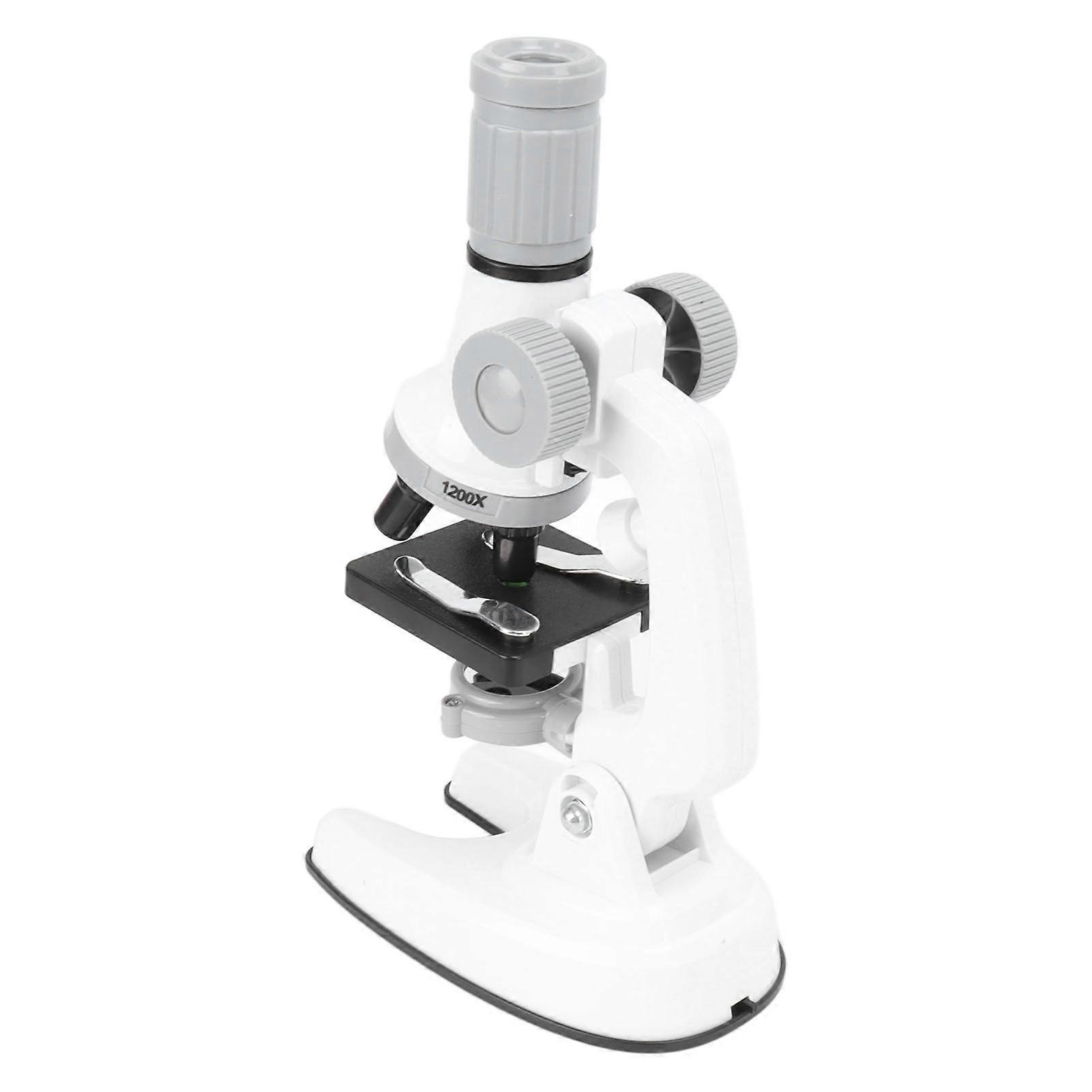 Microscope for Kids 100X 600X 1200X Zoom LED Light Science Microscope Kit for Children Student White 
