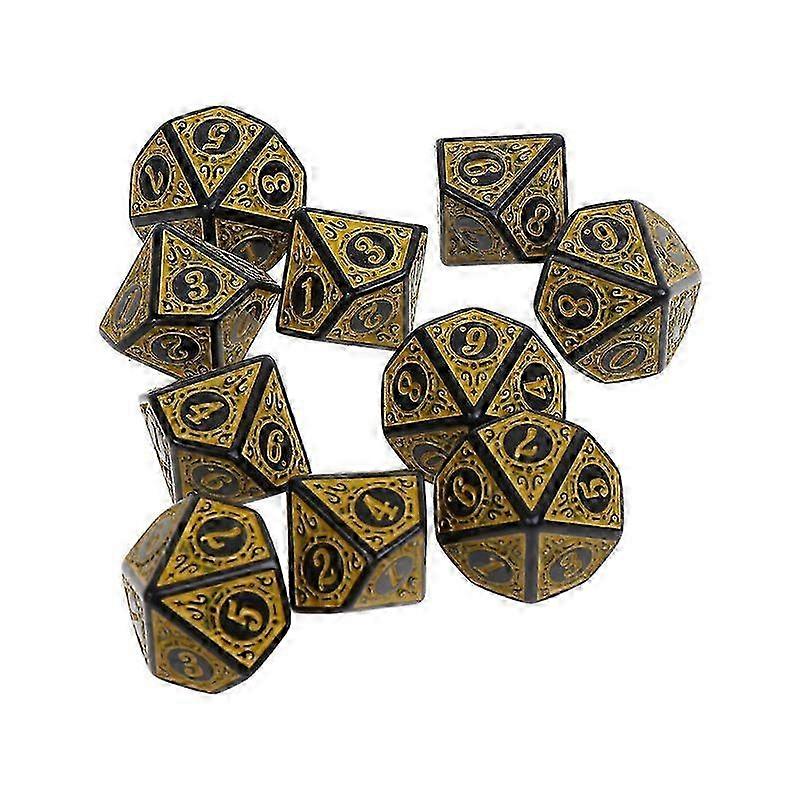 10Pcs Polyhedral 10-Die Carved Pattern Dice Set D10 Acrylic Games Dices Set