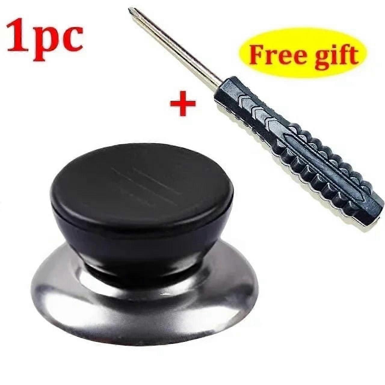 1/3Pcs Kitchen Pot Lid Universal Pan Lid Combined Set Replacement Tops Hand Grip Knobs Handle Resistant Tool with Screwdriver Black set-1pcs