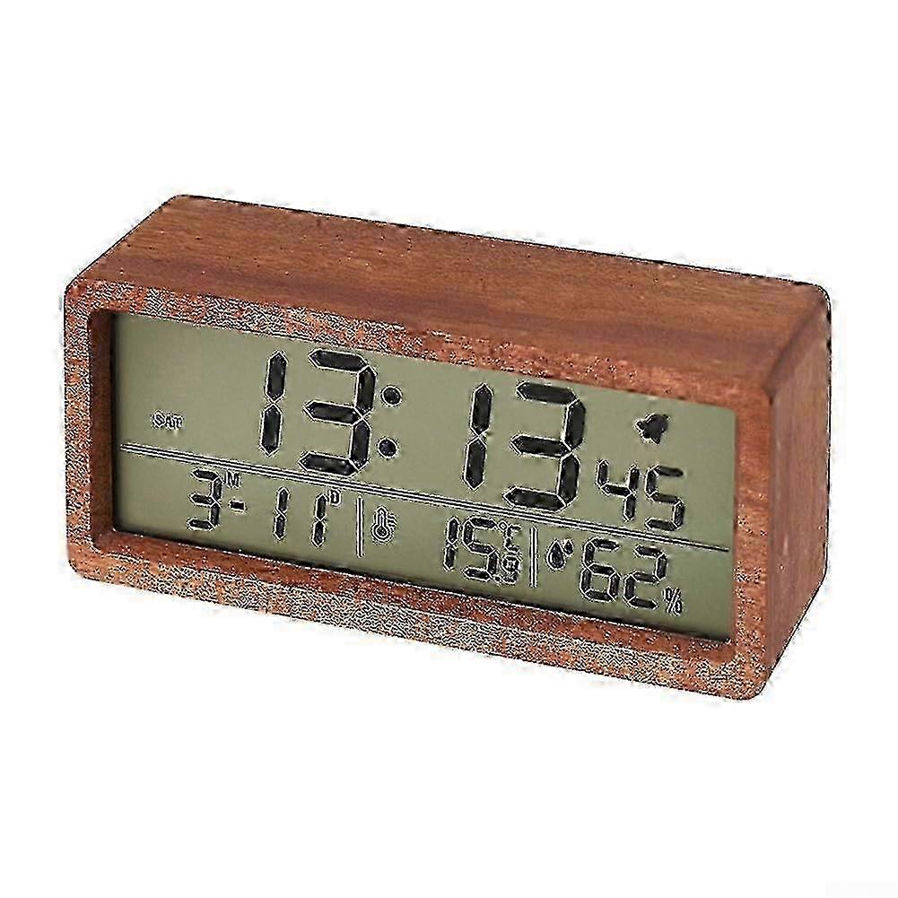 Digital Wooden Clock For Bedroom, Next To The Table, Desk, Minimalist And Stylish, Large Screen, Night Light Function, Brown
