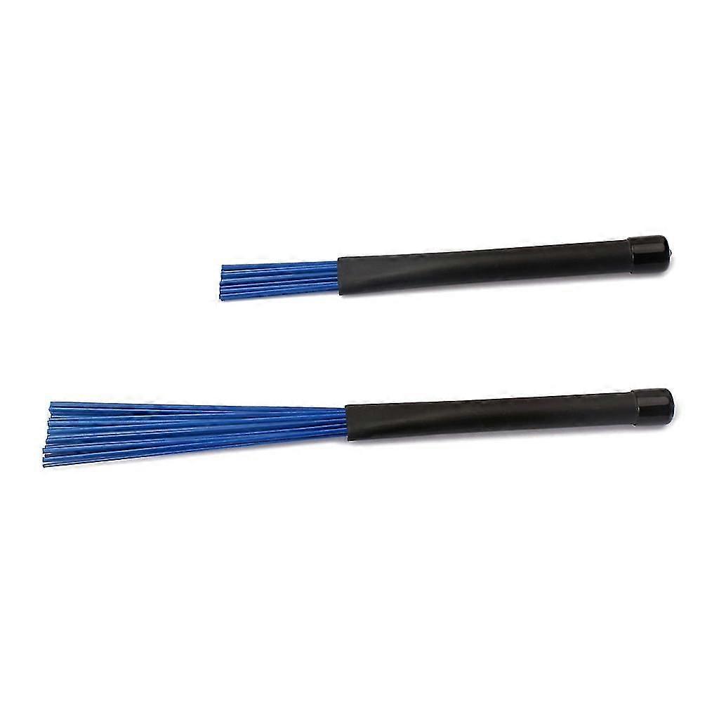 1 Pair Telescopic Percussion Professional Wire Brushes Drumsticks Stick Blue