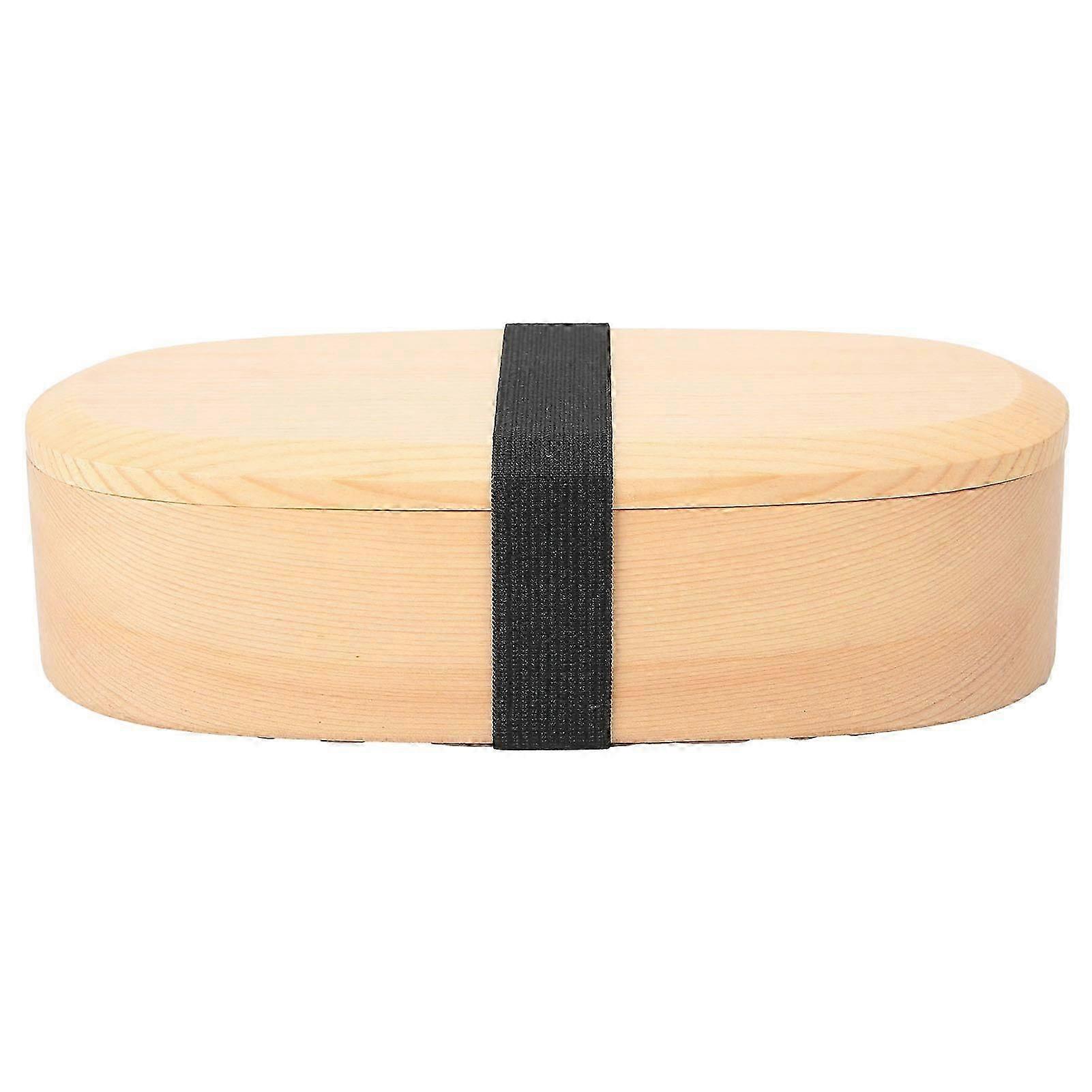 Oval Shape Bento Box, Double Layered Wooden Container, Unique Work Of Art In Natural Material, Smooth Appearance, Healthy Lunch Option For Office Or