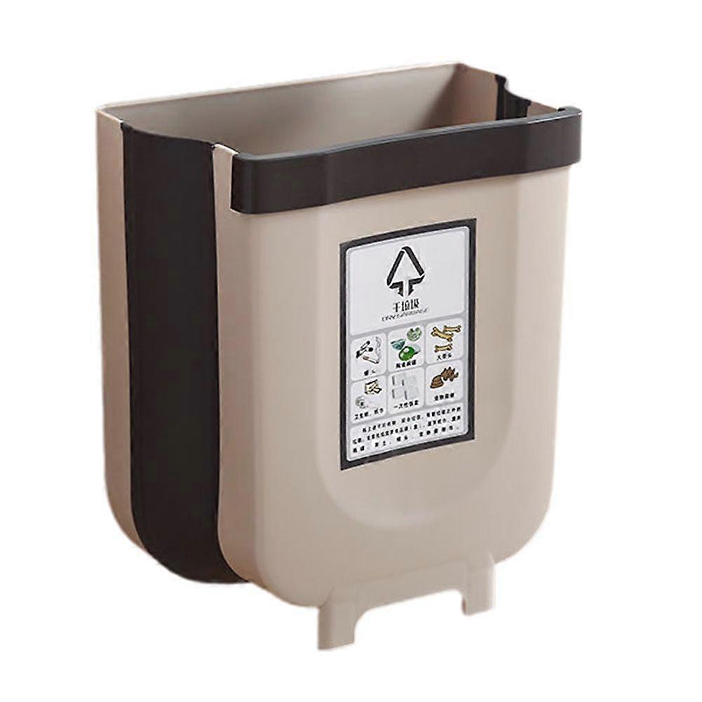 Folding Kitchen Trash Can Multi-Use Waste Bin for Bathroom Toilet Desk Car Recyclable Garbage Container Khaki