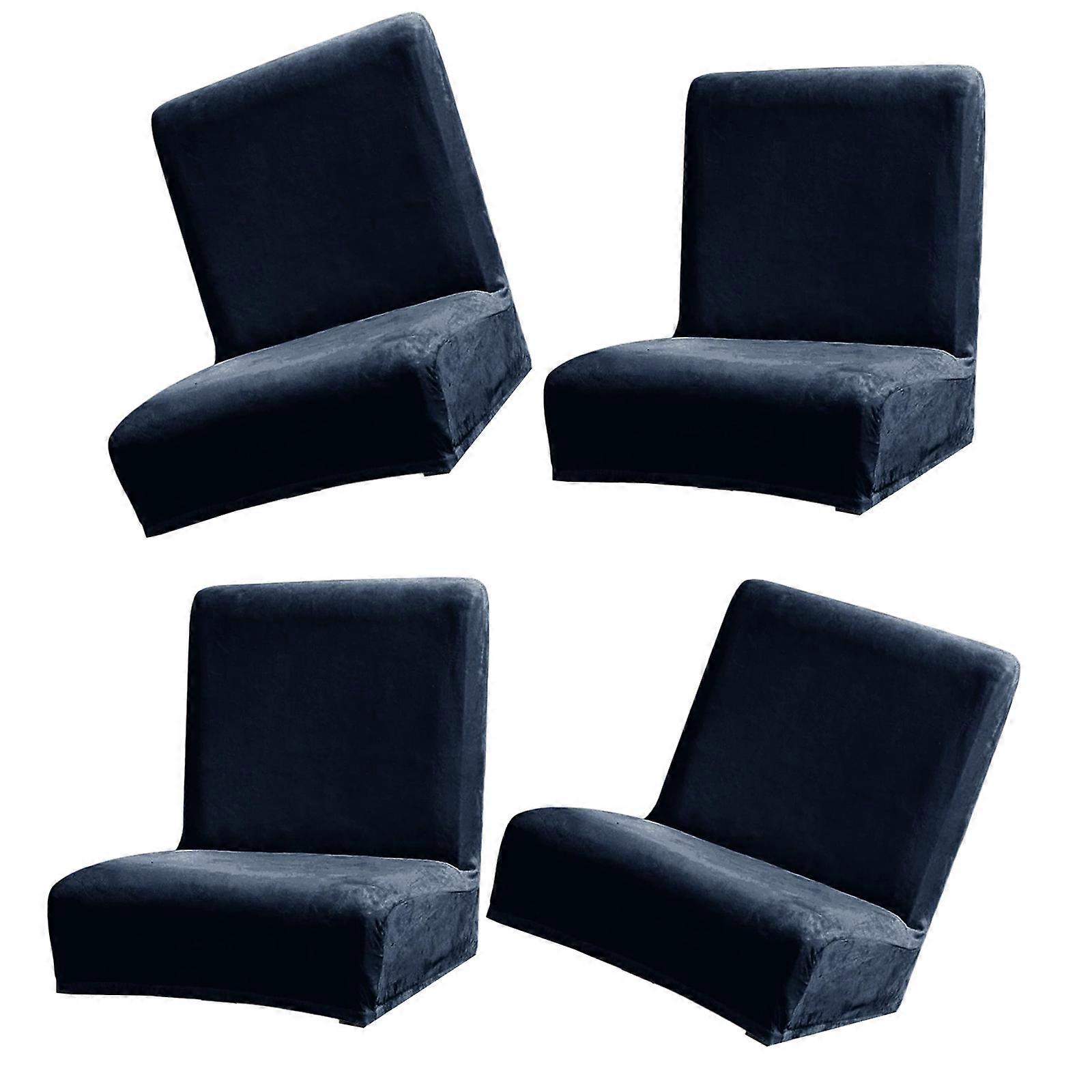 Elasticated Dining Chair Cover Breathable Polyester Fabric Easy Installation For Family Daily Use  Navy blue