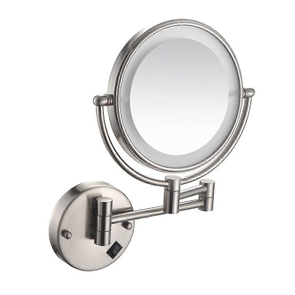 8 inch LED Wall Mounted Makeup Mirror with Lights, Double Sided 3X Magnifying Swivel, Extendable Nickel Finish