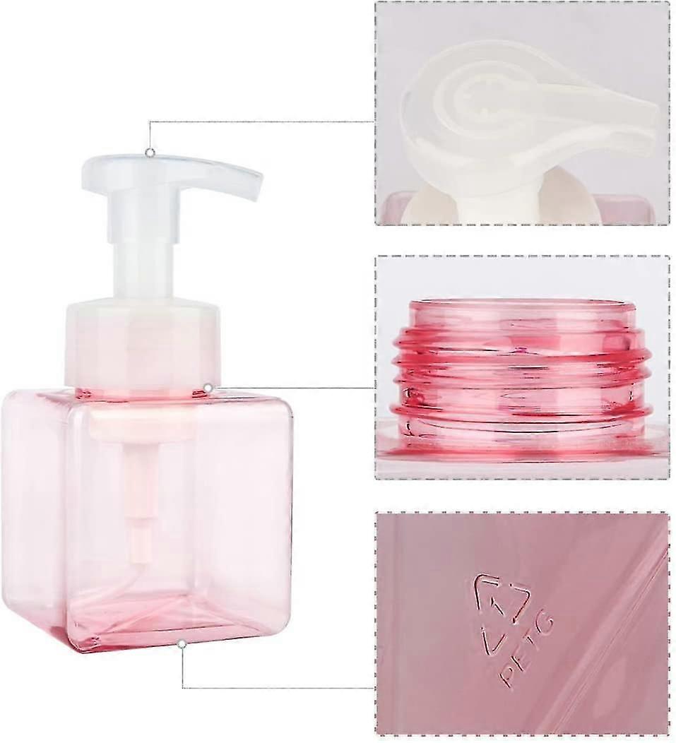 250ml Empty Pump Bottle, Transparent Pink Plastic Foaming Pump Dispenser Blue
