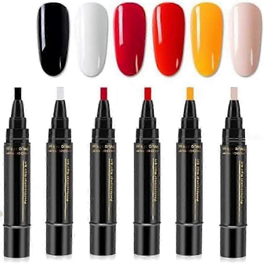 Set di penne per smalto in gel, 6 colori per set, 3 in 1 penne per smalto ad asciugatura rapida
