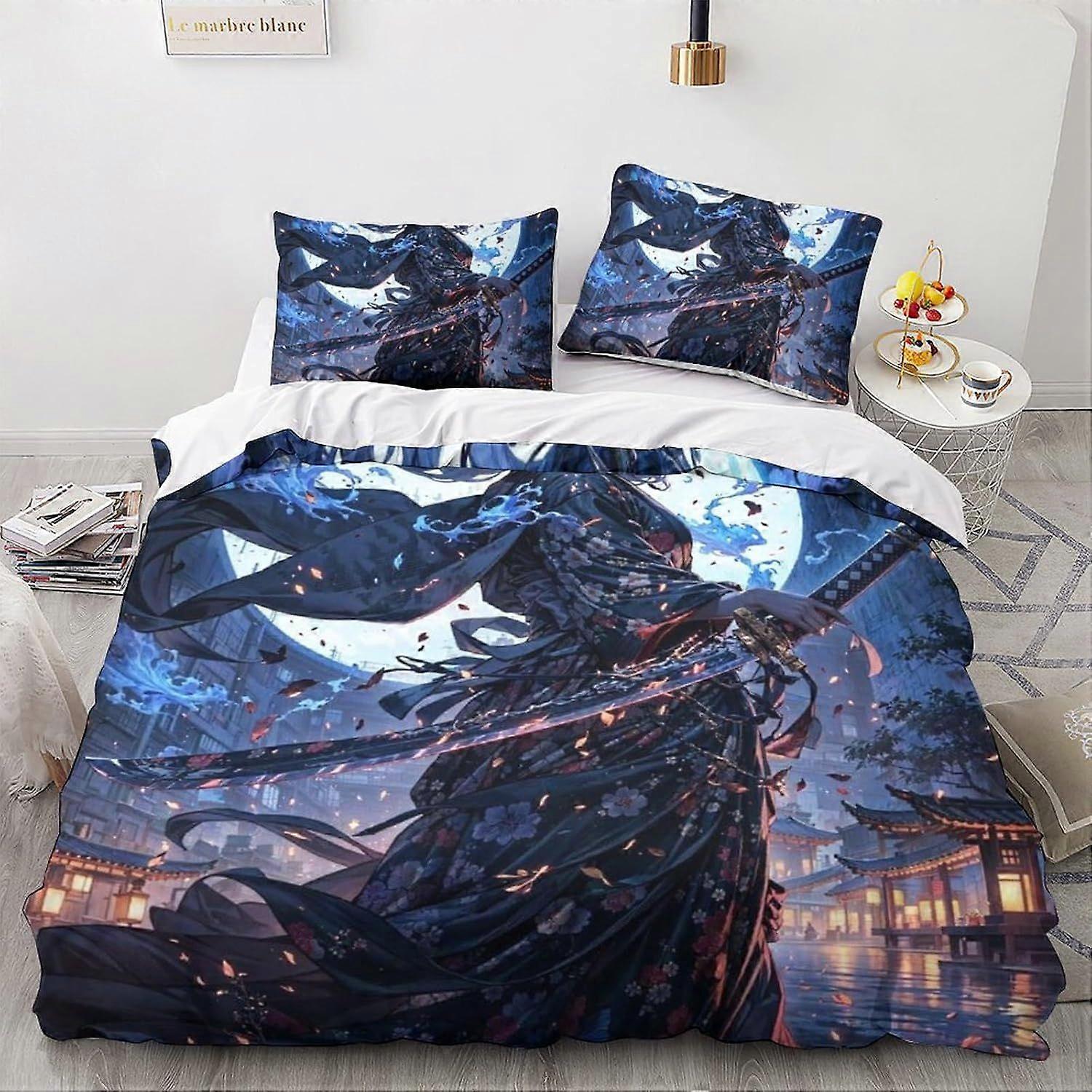 LikeEj 3D المطبوعة الرسوم المتحركة والمانغا مجموعة الفراش للمراهقين مجموعة غطاء لحاف نمط الخيال مع أكياس وسائد أنيمي ستوكات غطاء لحاف مع سحاب Cl