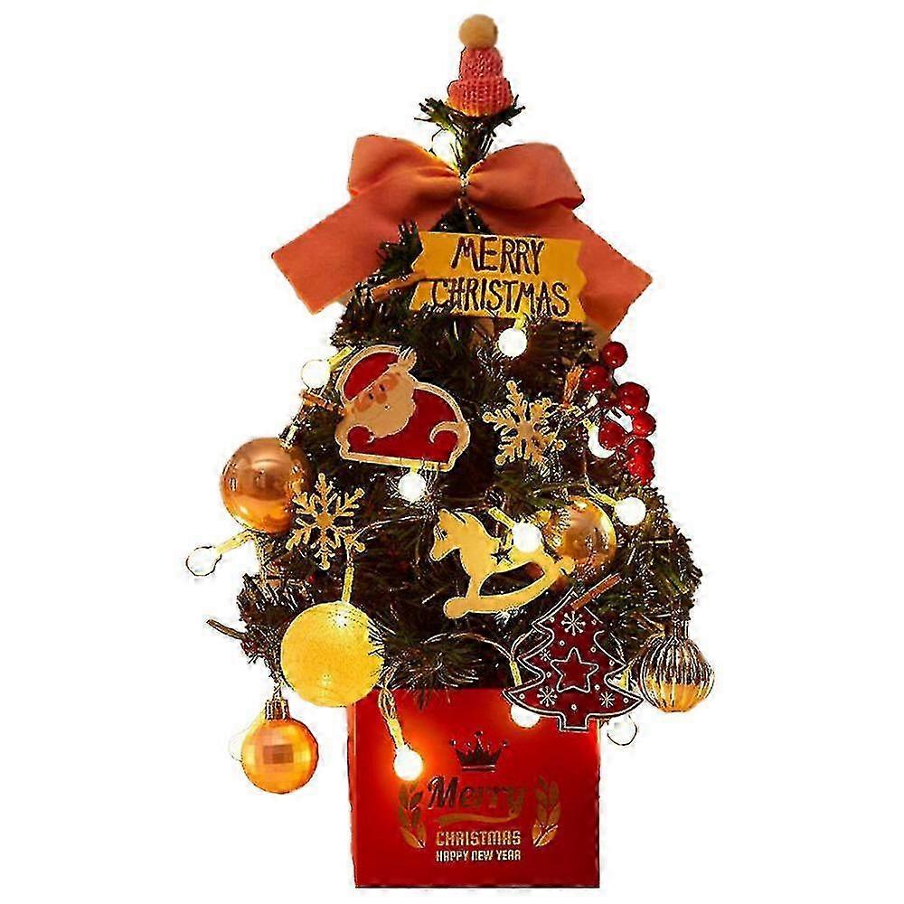 Small Christmas Tree for Desktop Decoration with Snowy Frosted Tips