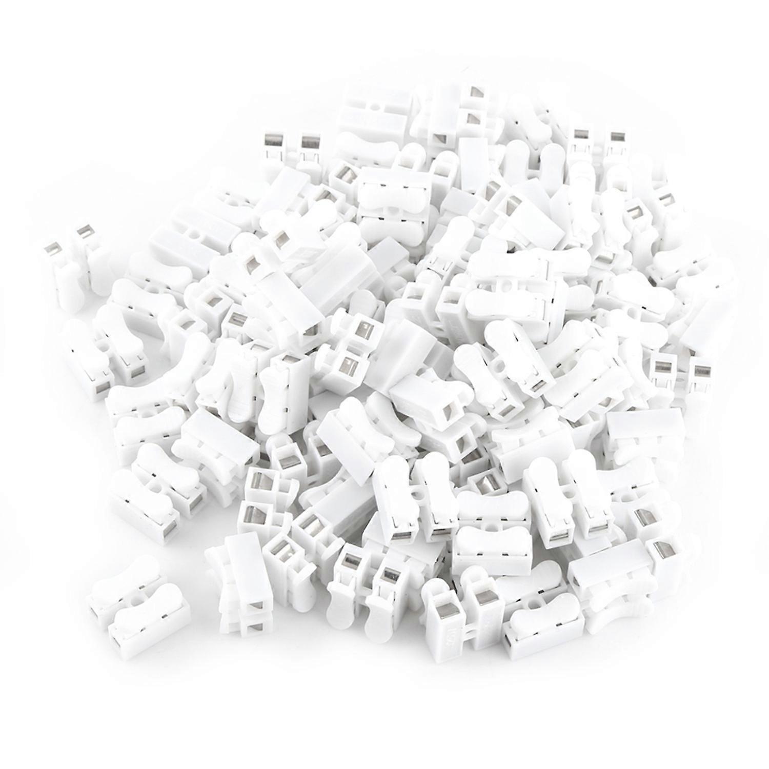 100pcs 5A 2 Pin Push Quick Wire Cable Connector White Wiring Terminal