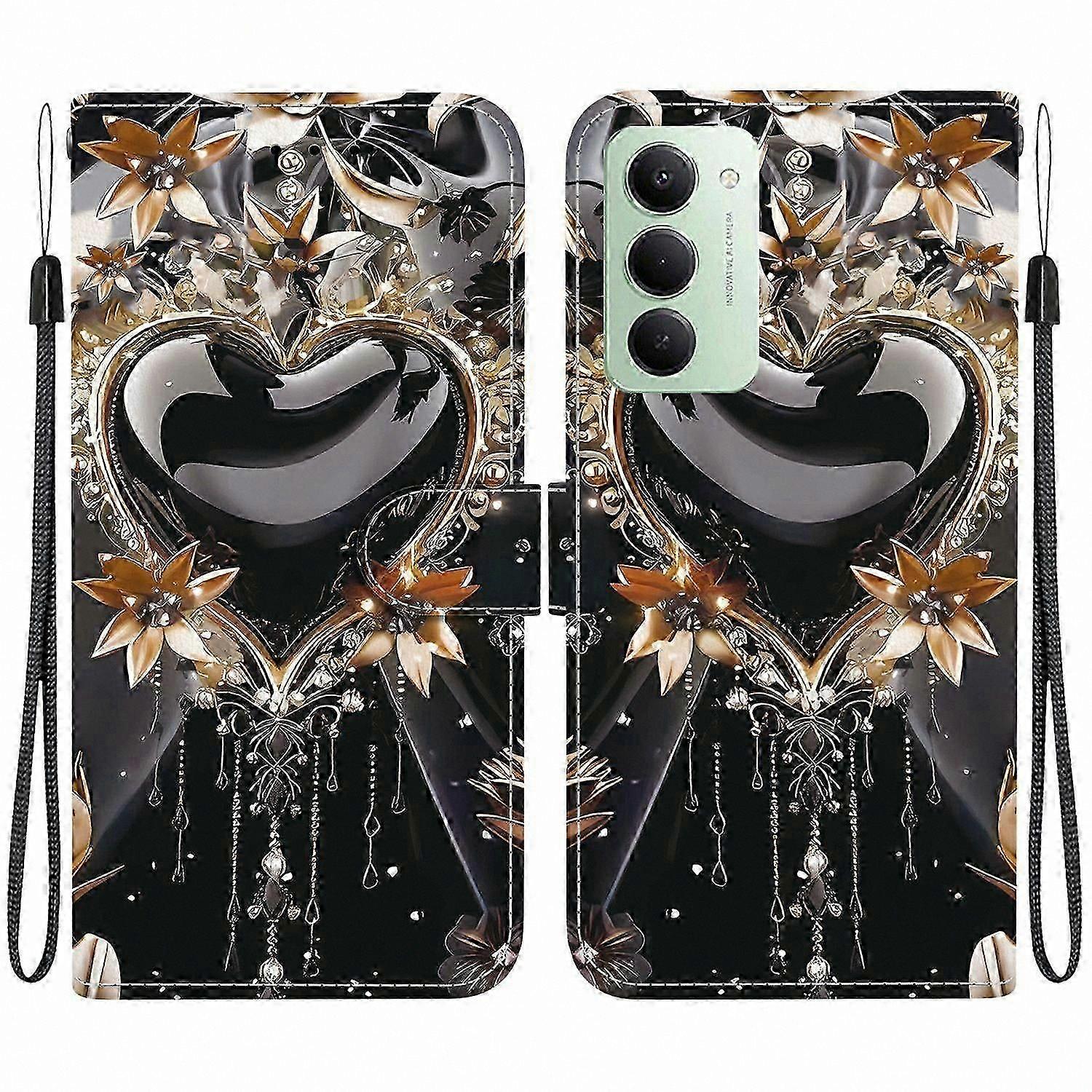 Leather Wallet Case with Strap for Redmi 15/ Redmi 15 5G, Pattern Printed Stand Cover for Phone