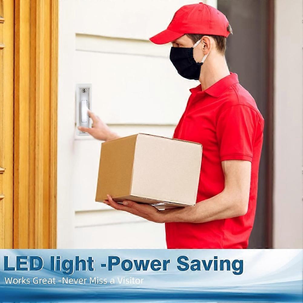 2-Pack LED Lighted Doorbell Button, Wired Push Button Replacement with High Compatibility for Garage and Wall Mount