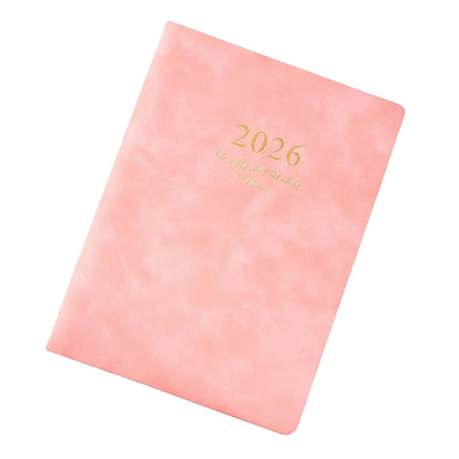2026 Weekly Planner with Dated Pages Refillable 6 Rings Leather Binder Academic Journal Notebook for Daily Scheduling  pink