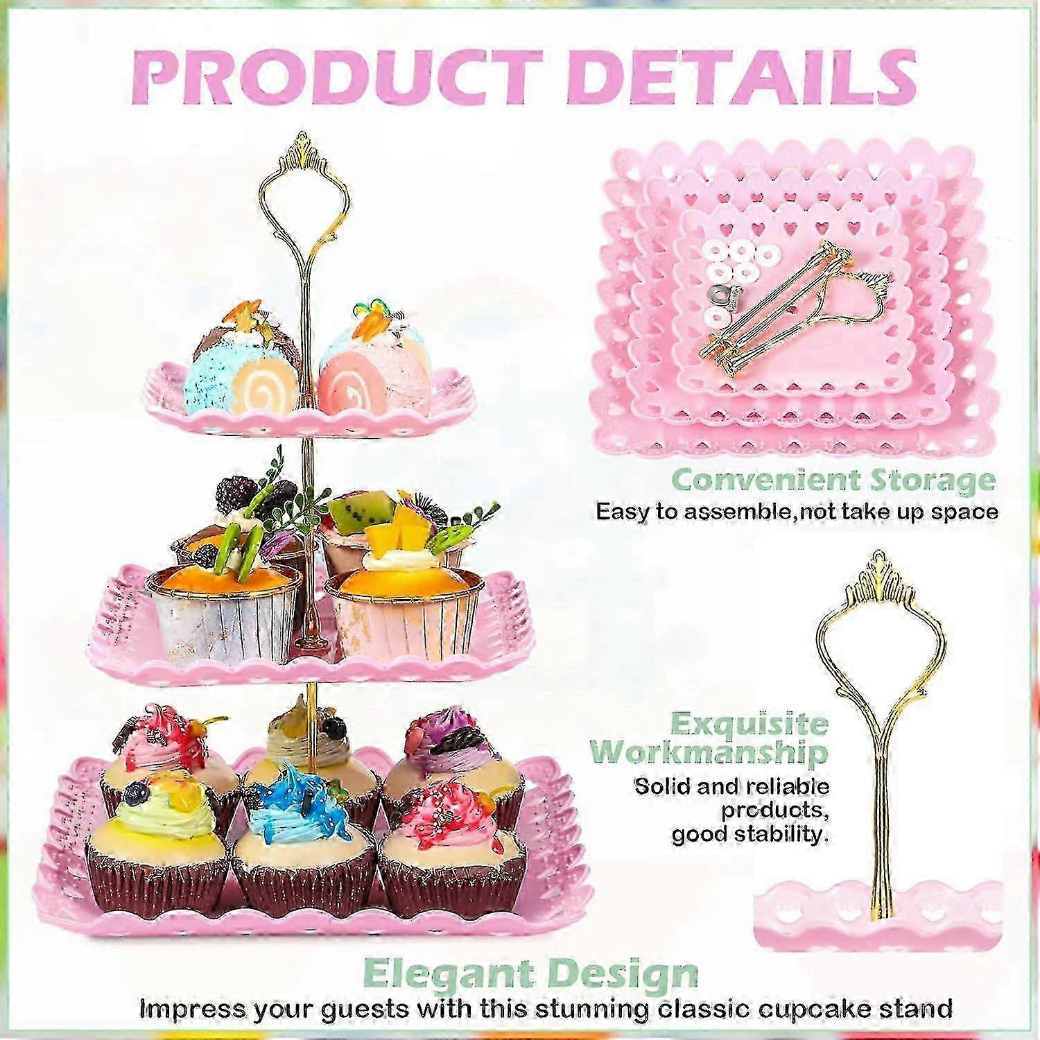 6 Sets Plastic Cupcake Stand for Wedding 3 Tier