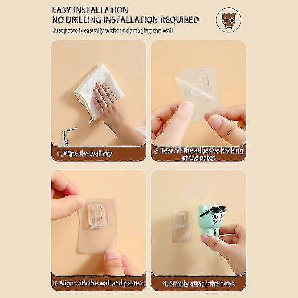 Cool Cat Sunglasses Wall Hooks Space Saving No Drilling Wall Storage Hooks for Key Coat Robe Towel