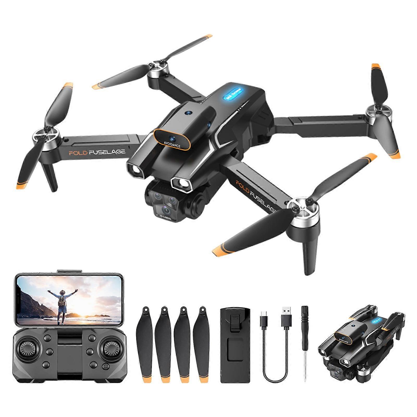 Zeceouar Drone with Camera - 3-Camera Brushless Motor FPV Quadcopter, Electric Adjustment, Wind Resistance, Headless Mode, Gesture Control RC Drone