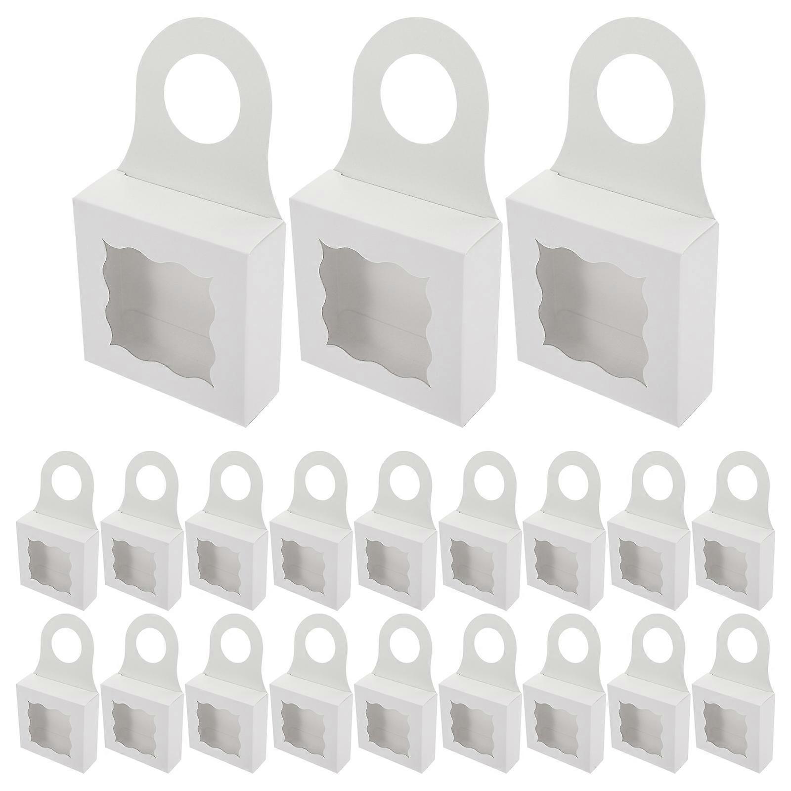 Hanger Box for Gift Storage with Window 25Pcs White Paper Gift Box