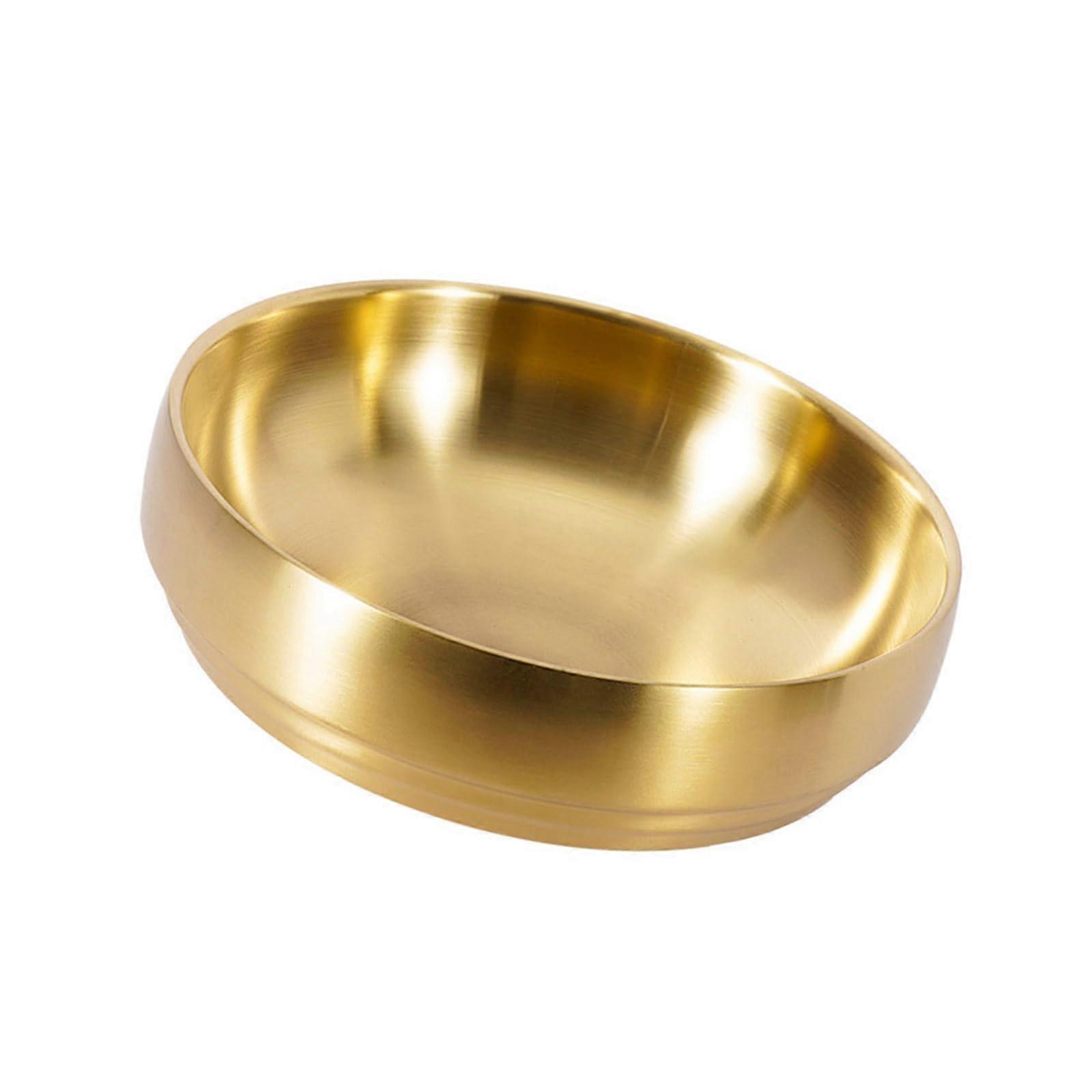 Stainless Steel Salad Bowl with Double Layer Insulation for Soup Noodles, Elegant Golden Finish, Small