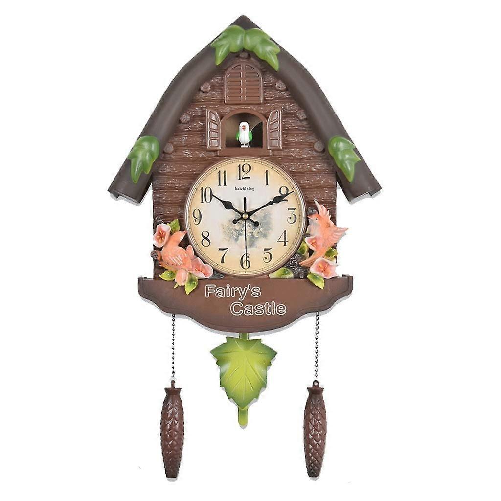 Cuckoo Wall Clock with Silent Quartz Movement and Charming Bird Sound for Bedroom and Living Room
