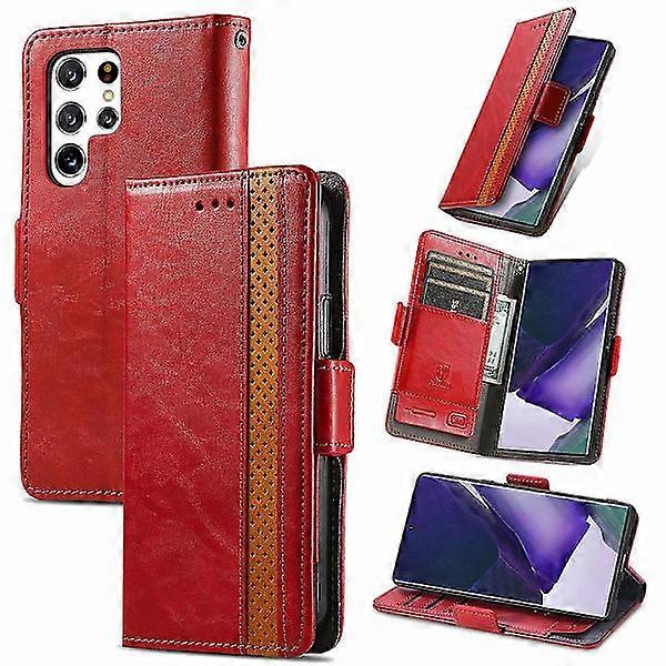 Phone case for Galaxy S22 Plus Case Flip Business Card Holder Shockproof case red