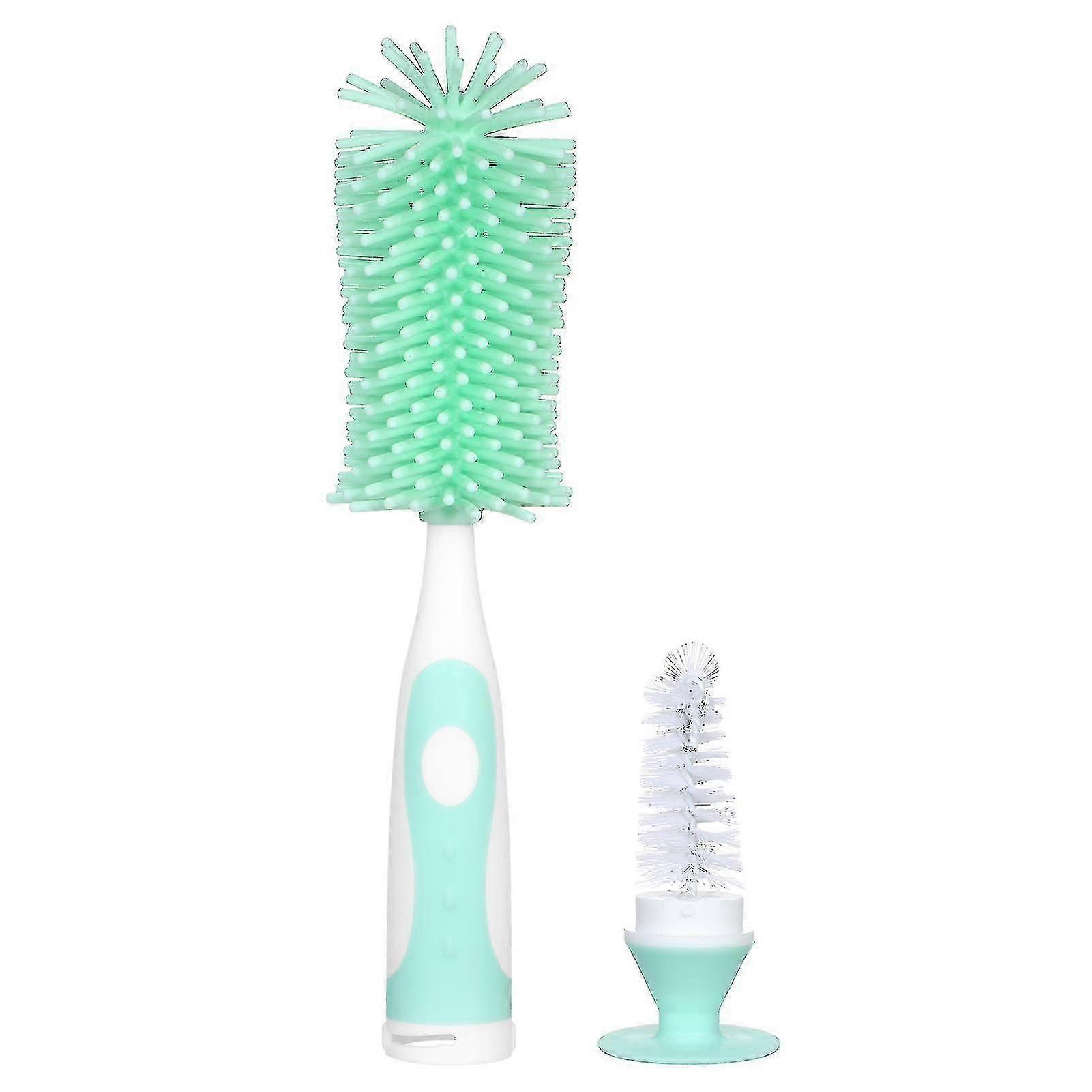 1 cepillo de biberón de silicona para bebés verde