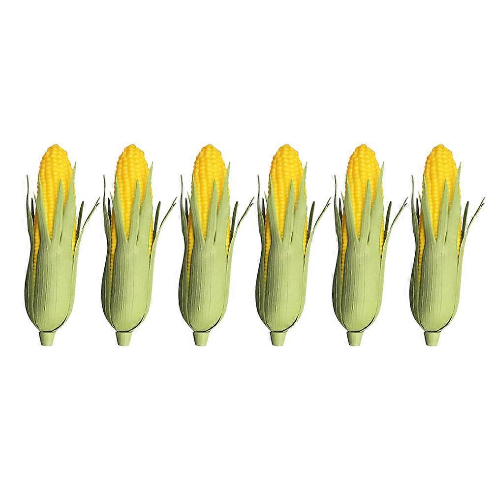 6pcs Artificial Corn Models for Home Shop Party Decorations Vegetable Props with Green Shell
