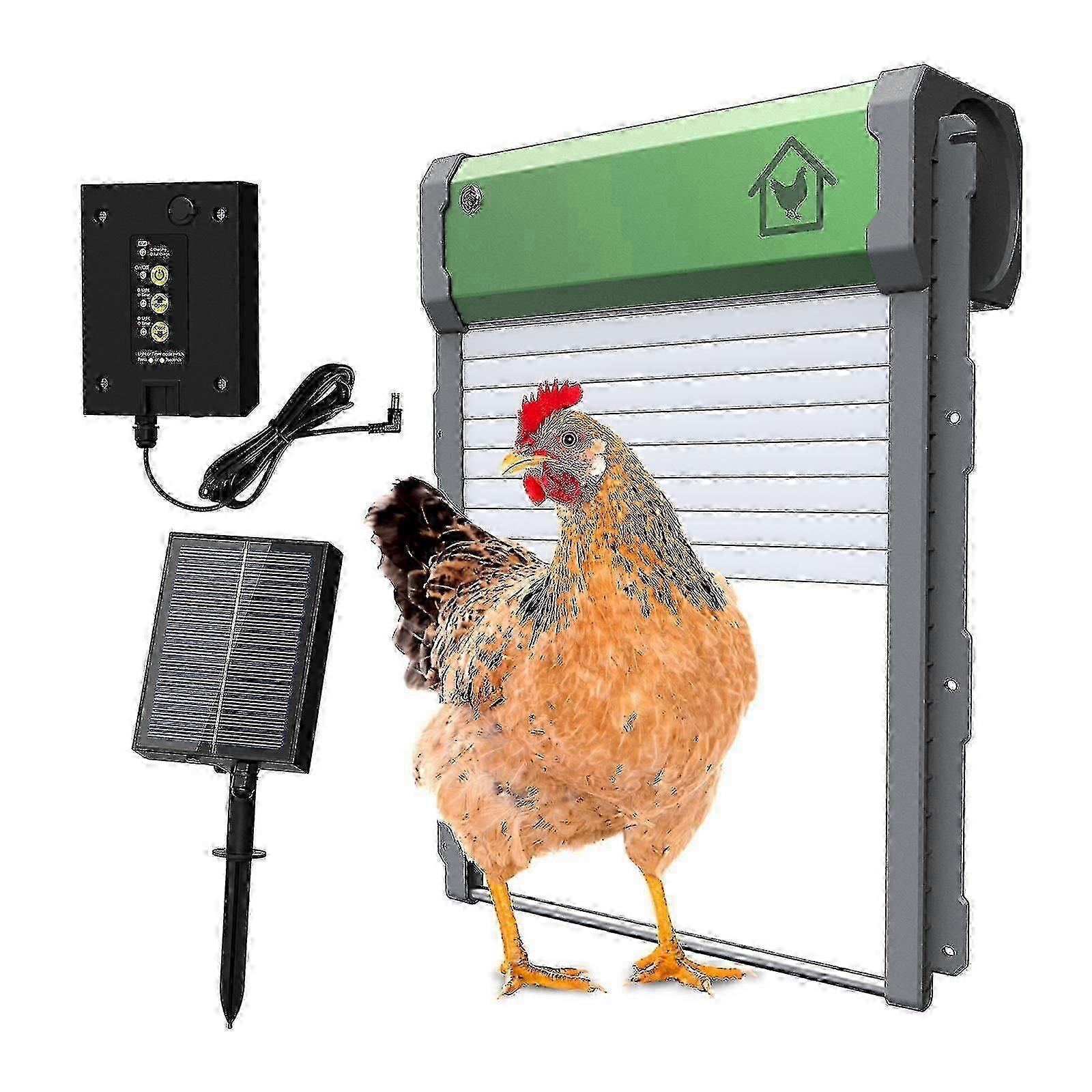 Automatic Chicken Coop Door With Solar Powered Timer Light Sensor Manual Remote Control 4 Modessmart Anti-pinch Chicken Coop Door, Durable And Wa