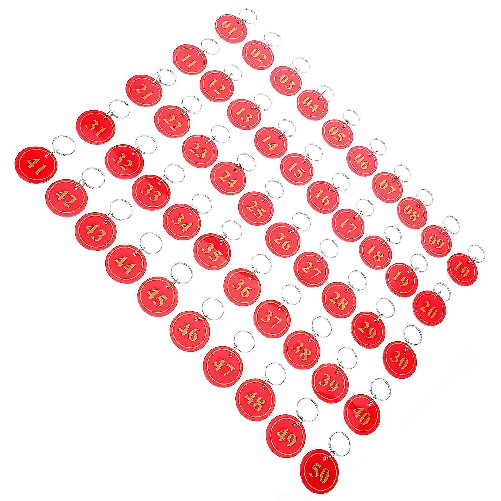 Bathhouse Number Tags for Spa 50Pcs Red Acrylic Double-Sided Tags