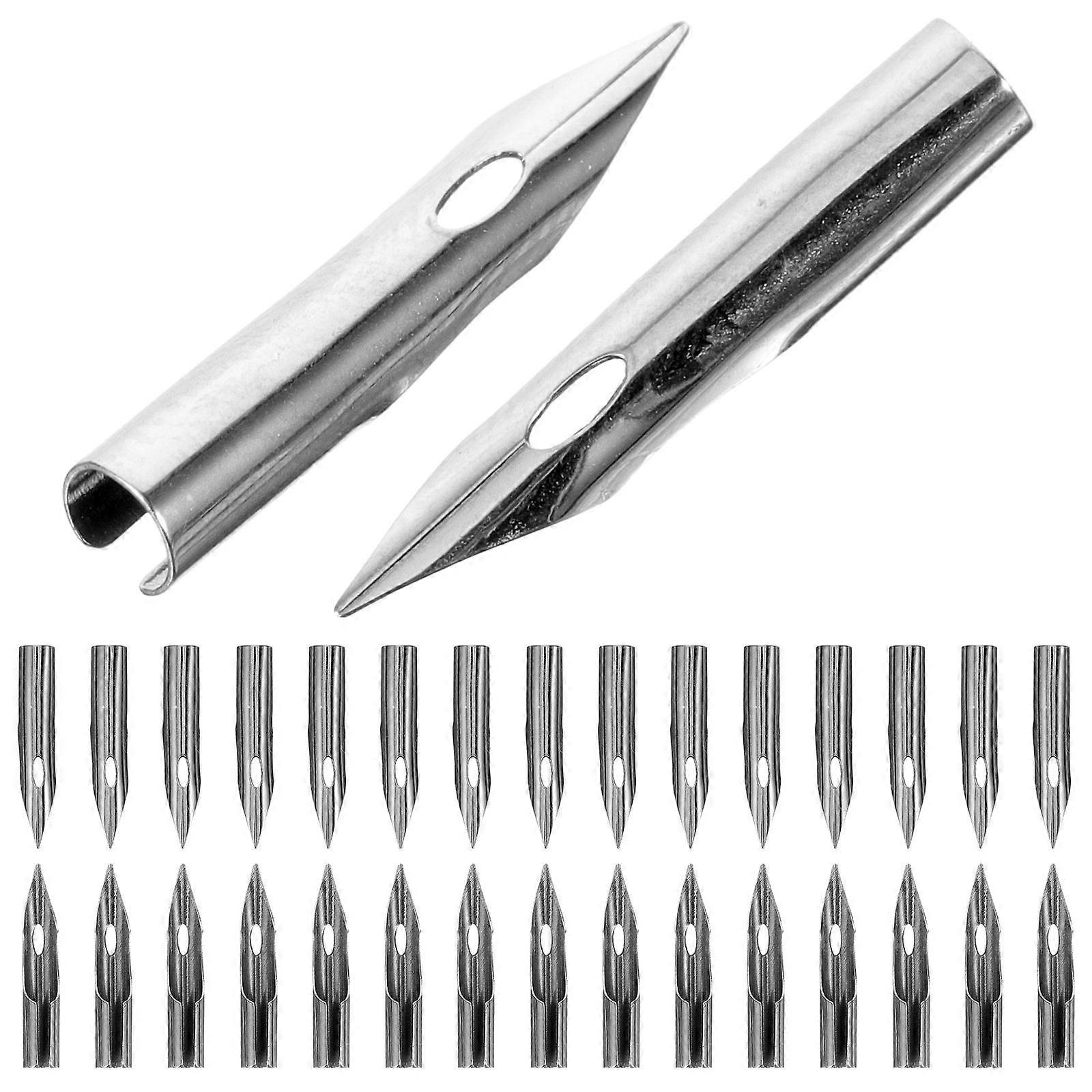 Silver Calligraphy Pen Nibs Fountain Pen Nibs for Replacement 30Pcs