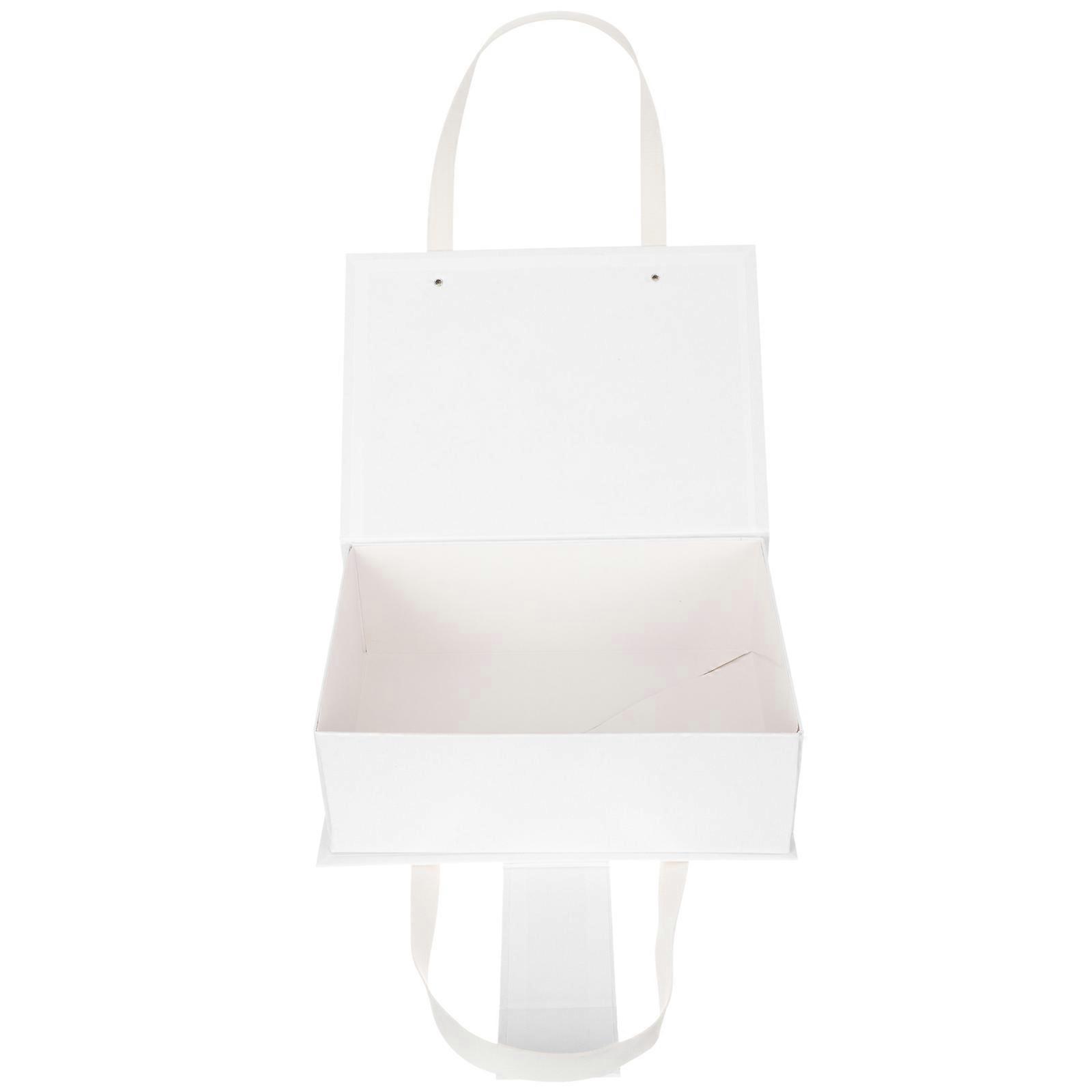 Magnetic Clamshell Gift Box for Packaging 2Pcs White Boxes with Handle