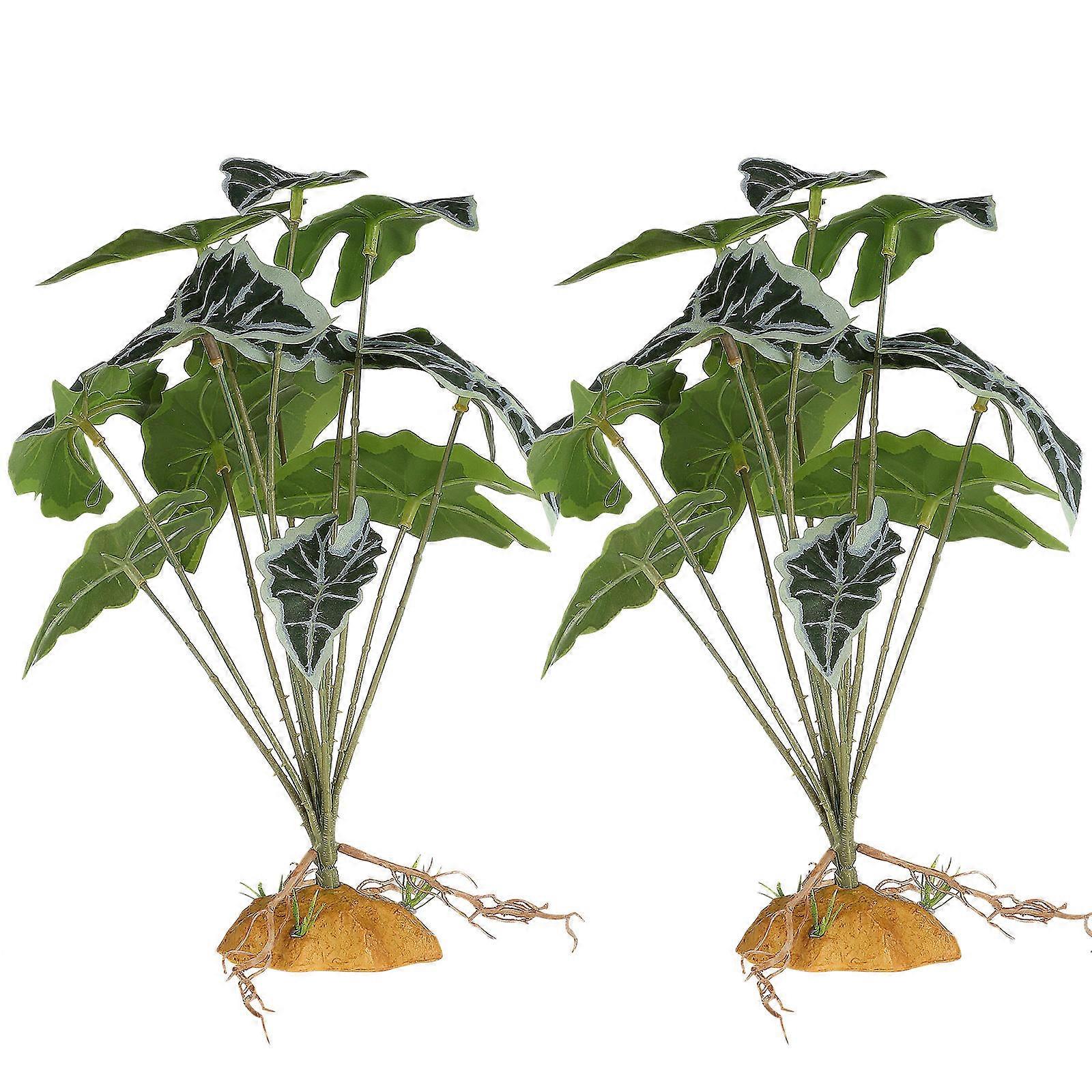 Reptile Plants for Terrarium Artificial Plants for Decor 2Pcs Simulation