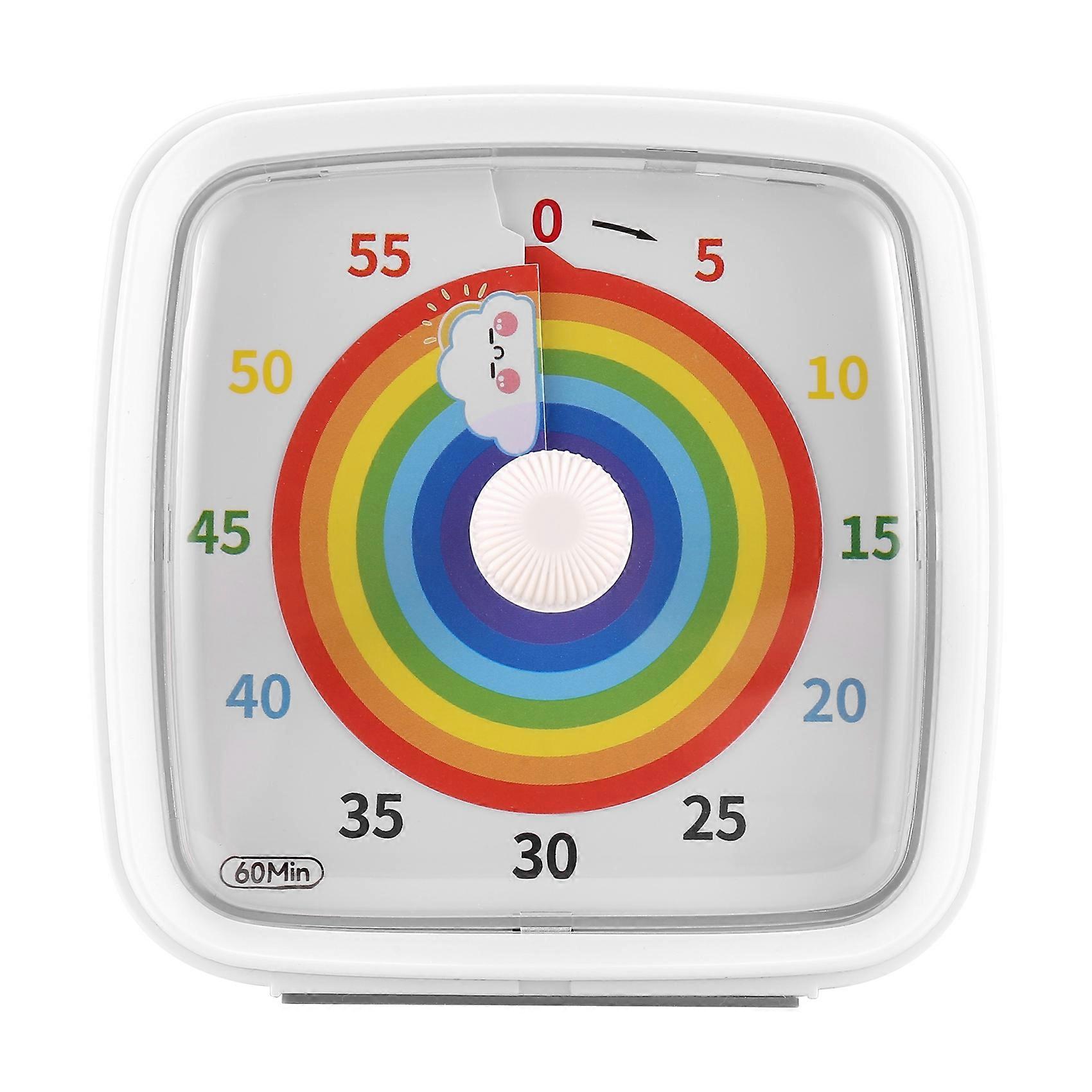 60-Minute Visual Timer with Night Light, Countdown Timer,Pomodoro Timer with Rainbow Pattern for Kids and Adults White
