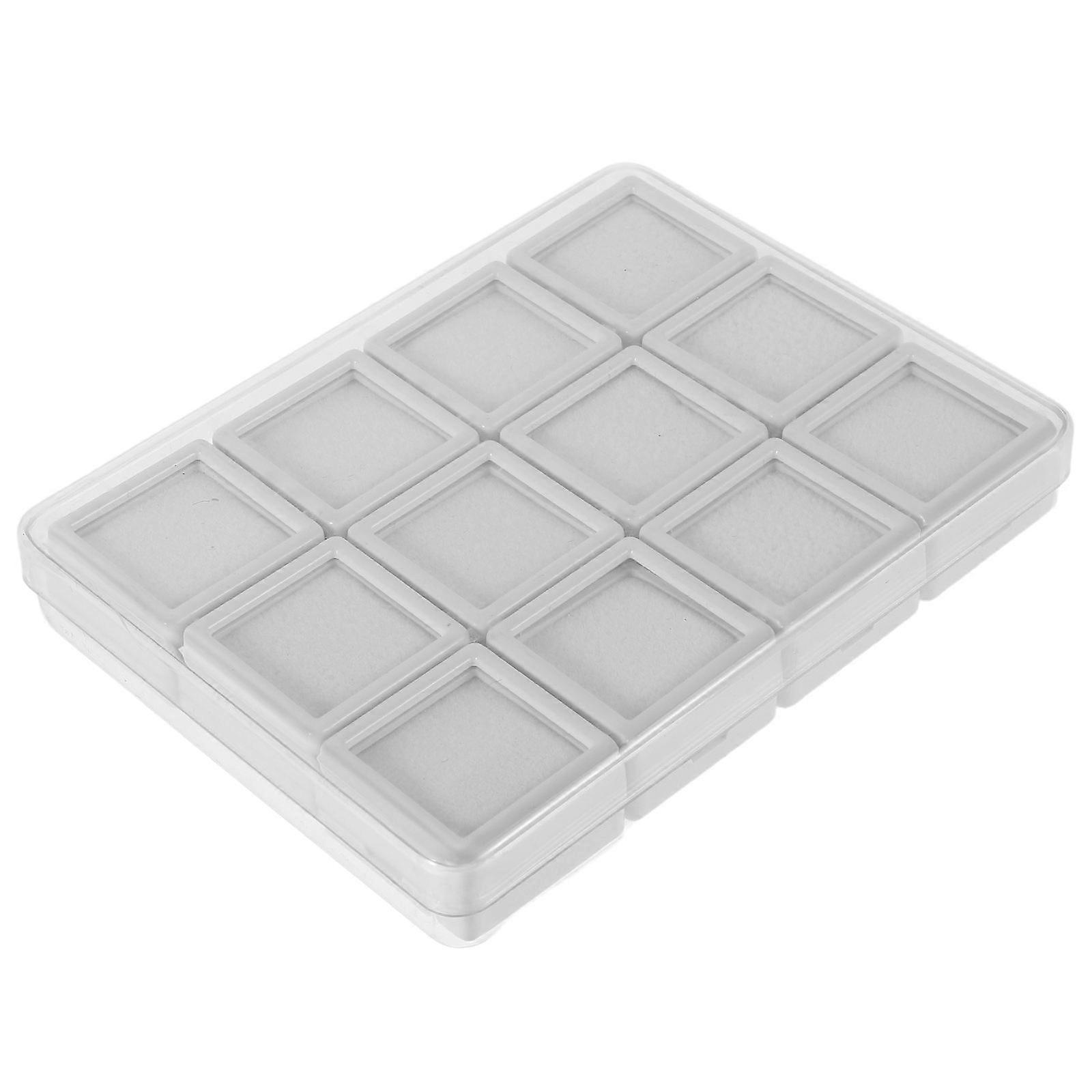 White Gems Display Case for Acrylic Jewelry Storage with 12 Grids